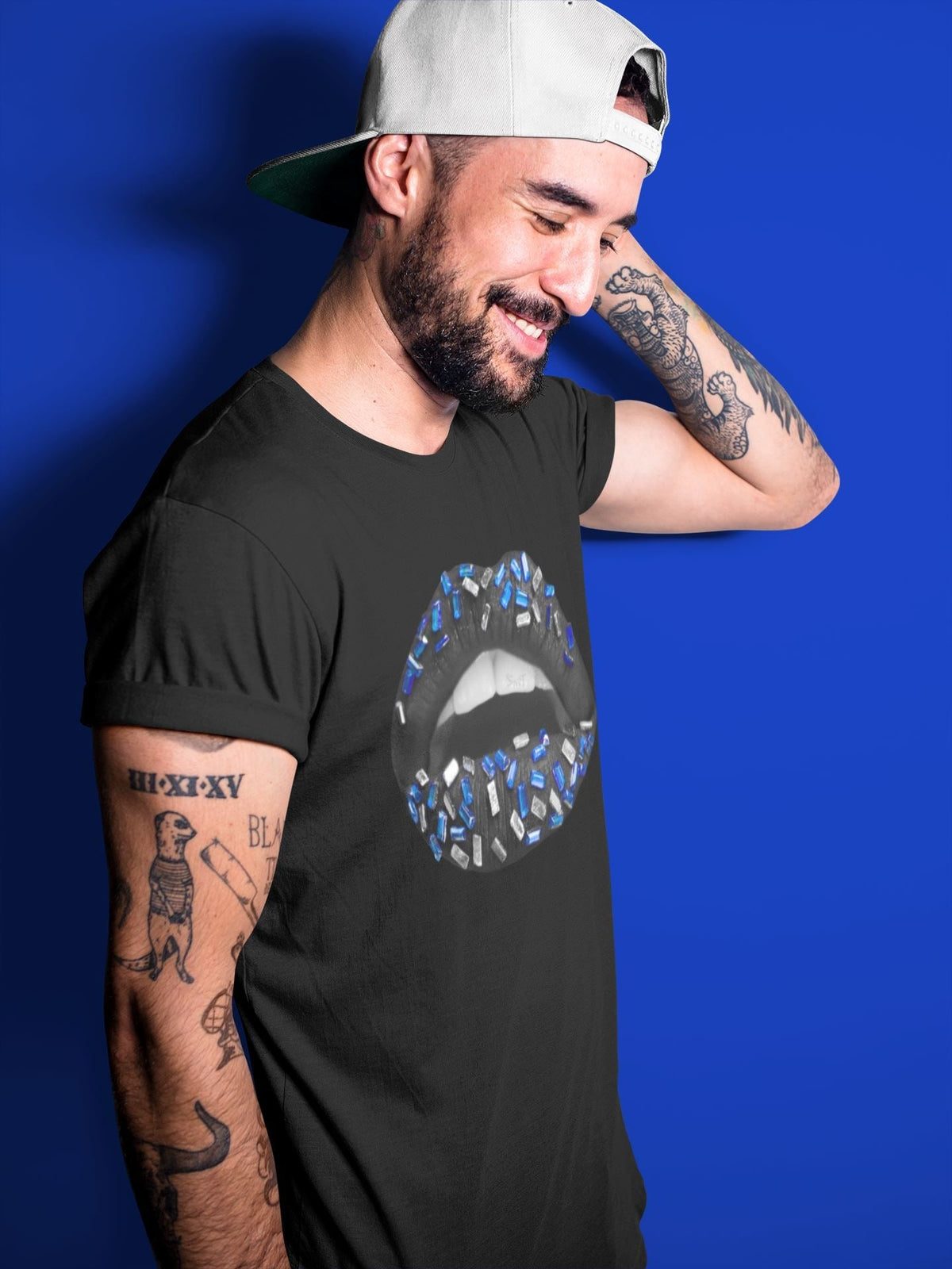 Jordan 5 Racer Blue Sneaker Matching T-Shirt Lips Jewel Sneaker Tees Jordan 5 Racer Blue Sneaker Release Tees Crew Neck Tees