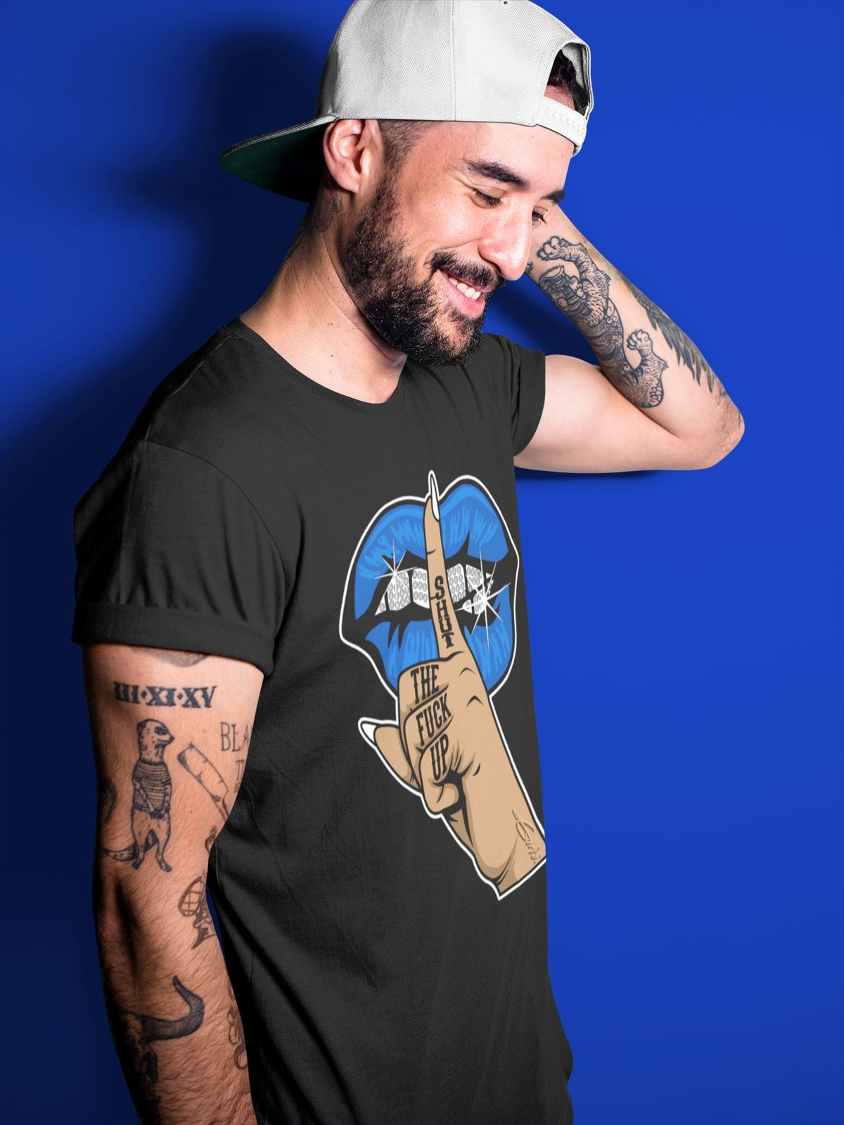 Jordan 5 Racer Blue Sneaker Matching T-Shirt Lips Hand Sneaker Tees Jordan 5 Racer Blue Sneaker Release Tees Crew Neck Tees