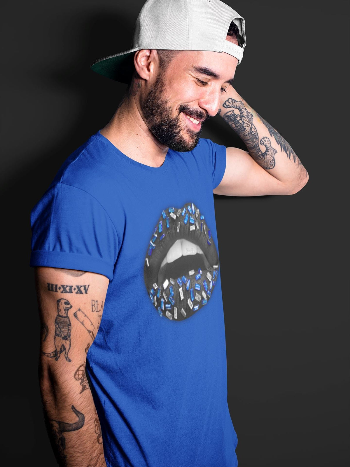 Jordan 5 Racer Blue Sneaker Matching T-Shirt Lips Jewel Sneaker Tees Jordan 5 Racer Blue Sneaker Release Tees Crew Neck Tees