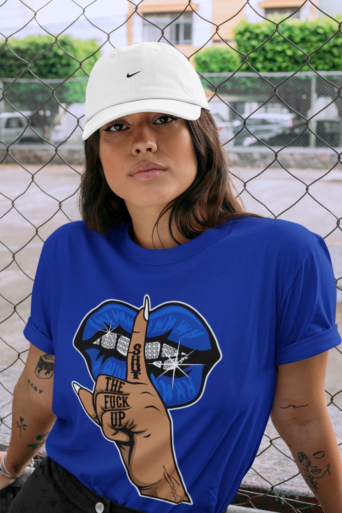 Jordan 5 Racer Blue Sneaker Matching T-Shirt Lips Hand Sneaker Tees Jordan 5 Racer Blue Sneaker Release Tees Crew Neck Tees