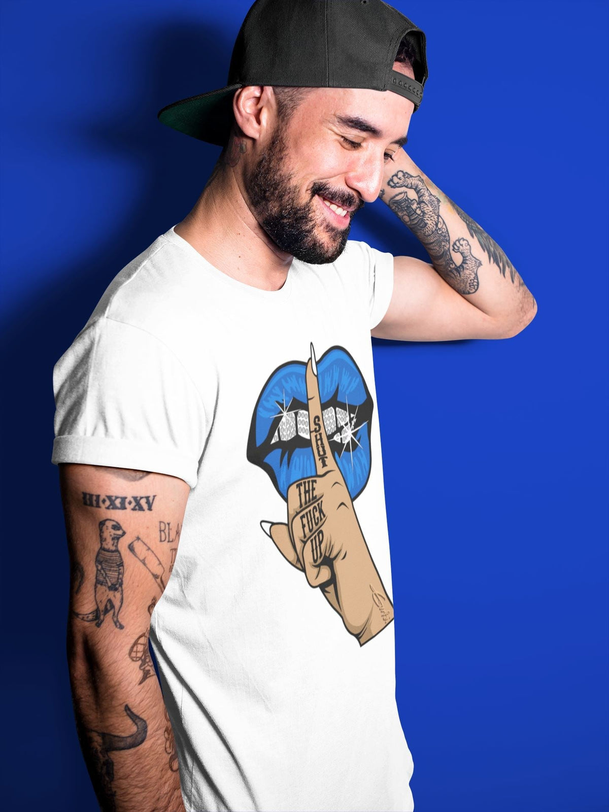 Jordan 5 Racer Blue Sneaker Matching T-Shirt Lips Hand Sneaker Tees Jordan 5 Racer Blue Sneaker Release Tees Crew Neck Tees