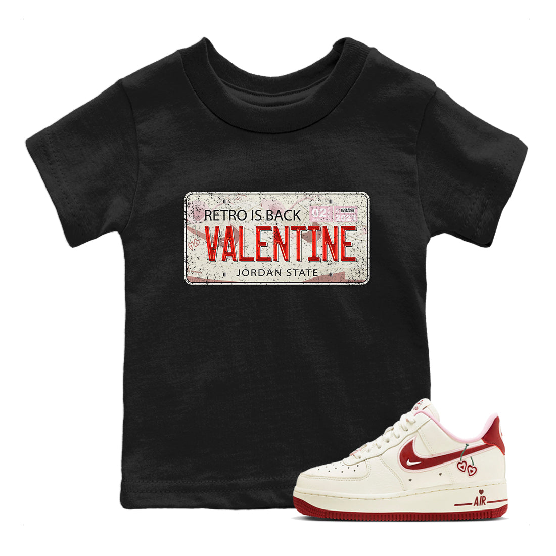 Air Force 1 Valentines Day Sneaker Match Tees Jordan Plate Sneaker Tees Air Force 1 Valentines Day Jordan to match sneaker T-Shirt Kids Shirts