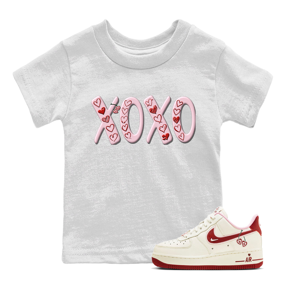 Air Force 1 Valentines Day Sneaker Match Tees XOXO Sneaker Tees Air Force 1 Valentines Day Jordan to match sneaker T-Shirt Kids Shirts