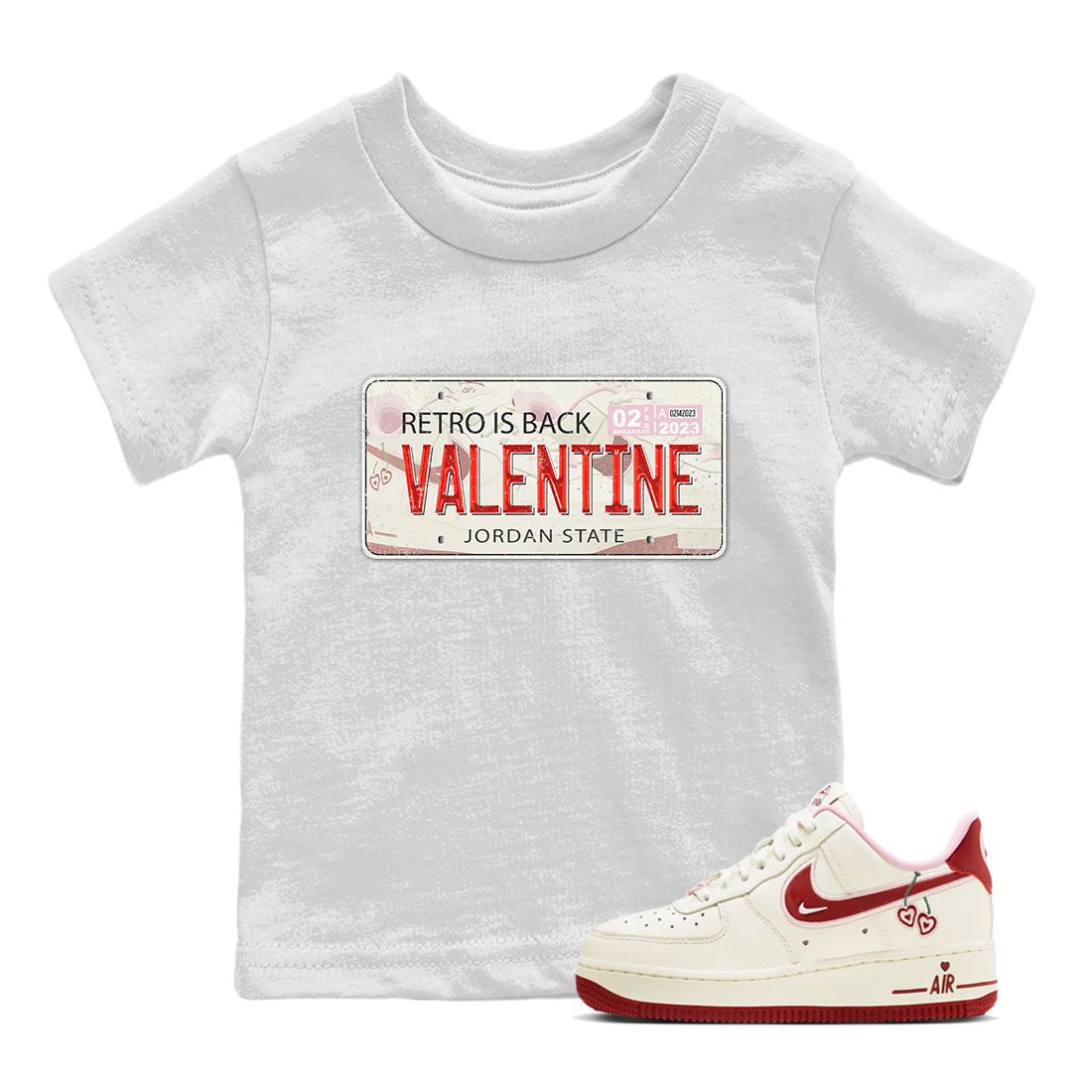 Air Force 1 Valentines Day Sneaker Match Tees Jordan Plate Sneaker Tees Air Force 1 Valentines Day Jordan to match sneaker T-Shirt Kids Shirts