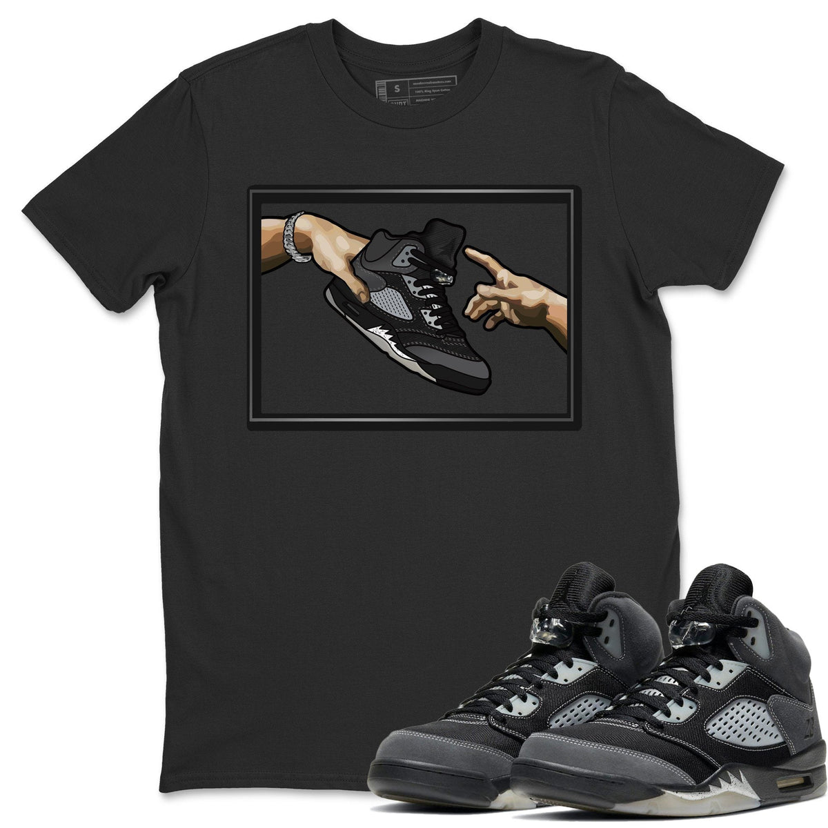Jordan 5 Anthracite Shirt To Match Jordans Adam's Creation Sneaker Tees Jordan 5 Anthracite Drip Gear Zone Sneaker Matching Clothing Unisex Shirts