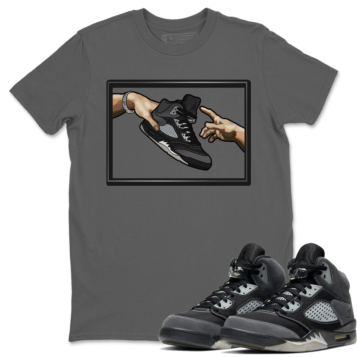 Jordan 5 Anthracite Shirt To Match Jordans Adam's Creation Sneaker Tees Jordan 5 Anthracite Drip Gear Zone Sneaker Matching Clothing Unisex Shirts