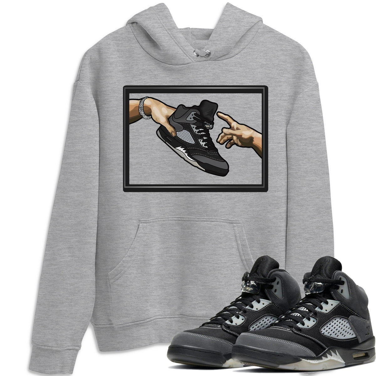 Jordan 5 Anthracite Shirt To Match Jordans Adam's Creation Sneaker Tees Jordan 5 Anthracite Drip Gear Zone Sneaker Matching Clothing Unisex Shirts
