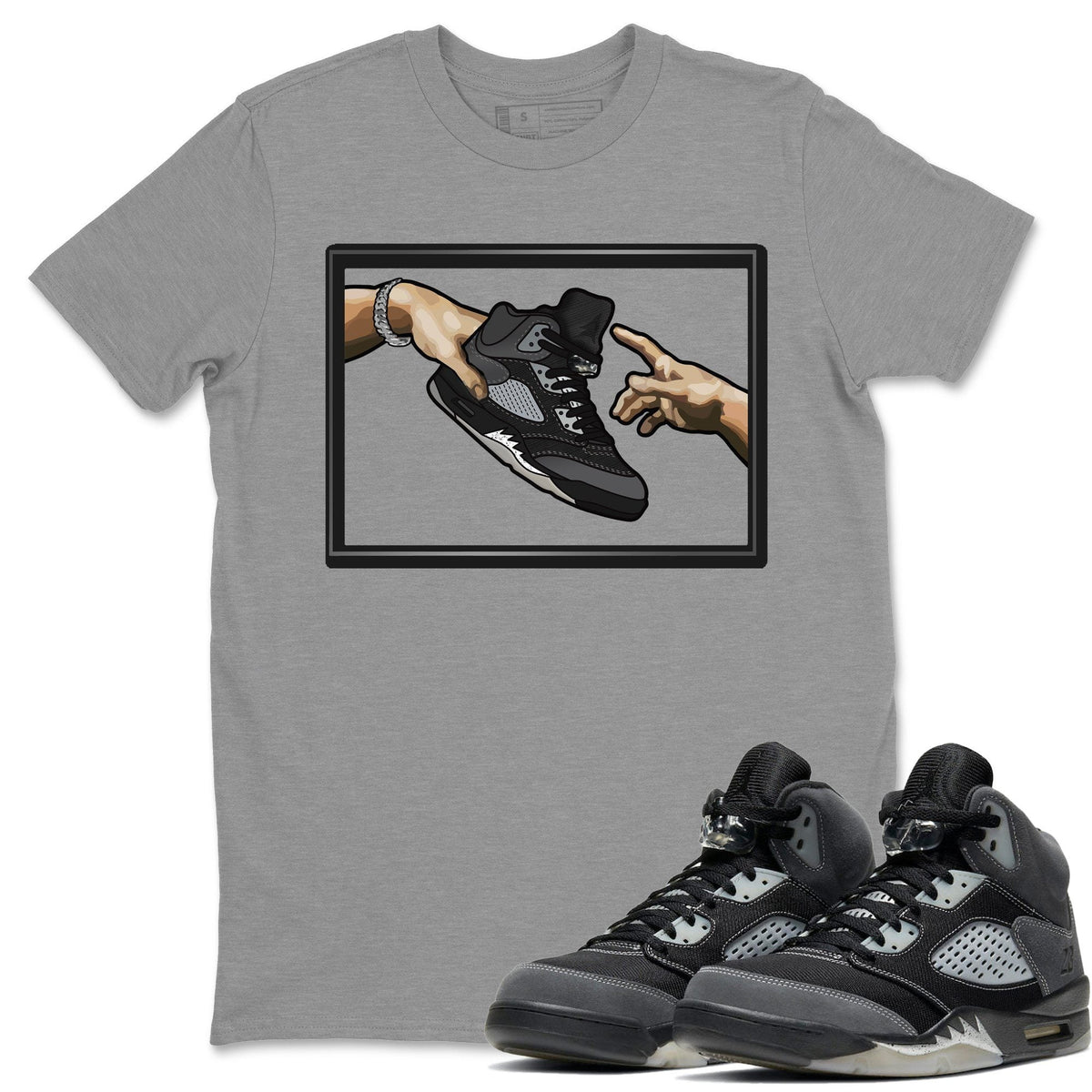 Jordan 5 Anthracite Shirt To Match Jordans Adam's Creation Sneaker Tees Jordan 5 Anthracite Drip Gear Zone Sneaker Matching Clothing Unisex Shirts