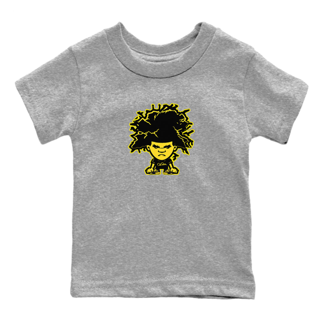 Air Jordan 4 Thunder Sneaker Match Tees Afro Boy Streetwear Sneaker Shirt Yellow AJ4 Thunder Sneaker Release Tees Kids Shirts Heather Grey 2