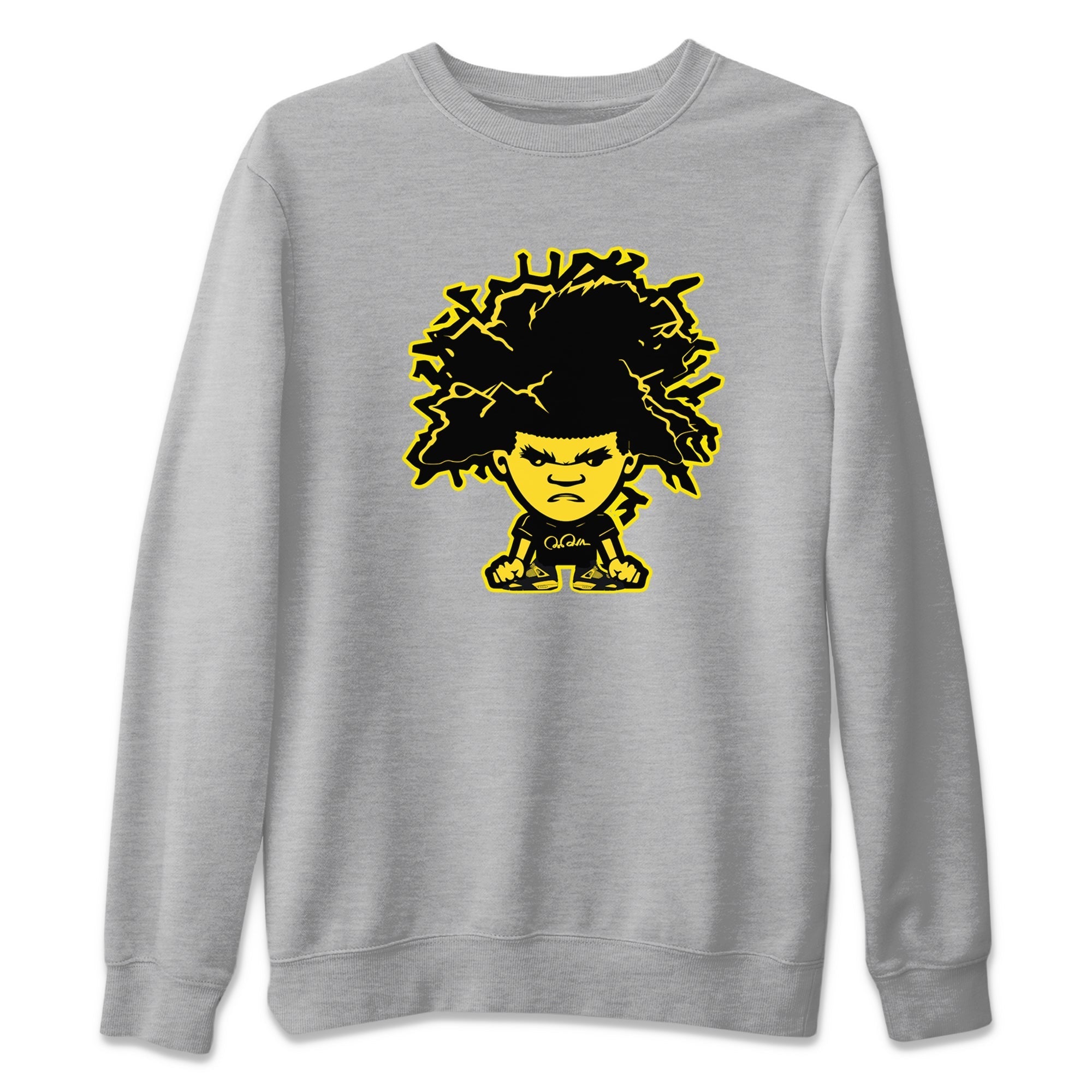 Air Jordan 4 Thunder Sneaker Match Tees Afro Boy Streetwear Sneaker Shirt Yellow AJ4 Thunder Sneaker Release Tees Unisex Shirts Heather Grey 2