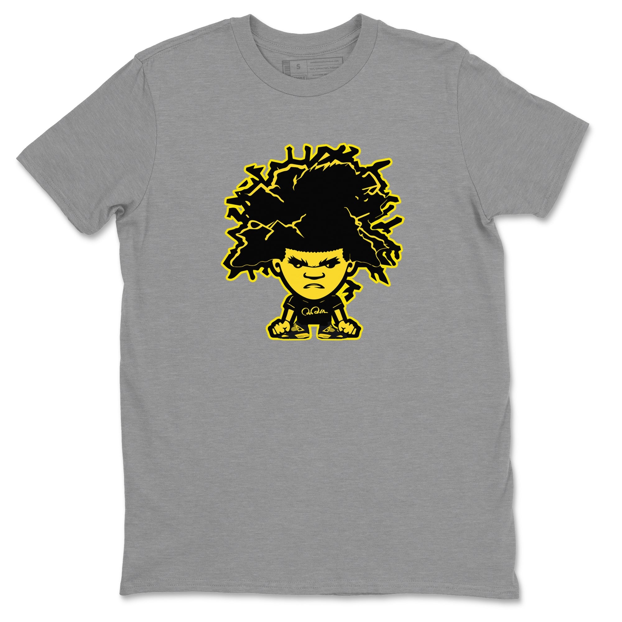 Air Jordan 4 Thunder Sneaker Match Tees Afro Boy Streetwear Sneaker Shirt Yellow AJ4 Thunder Sneaker Release Tees Unisex Shirts Heather Grey 1