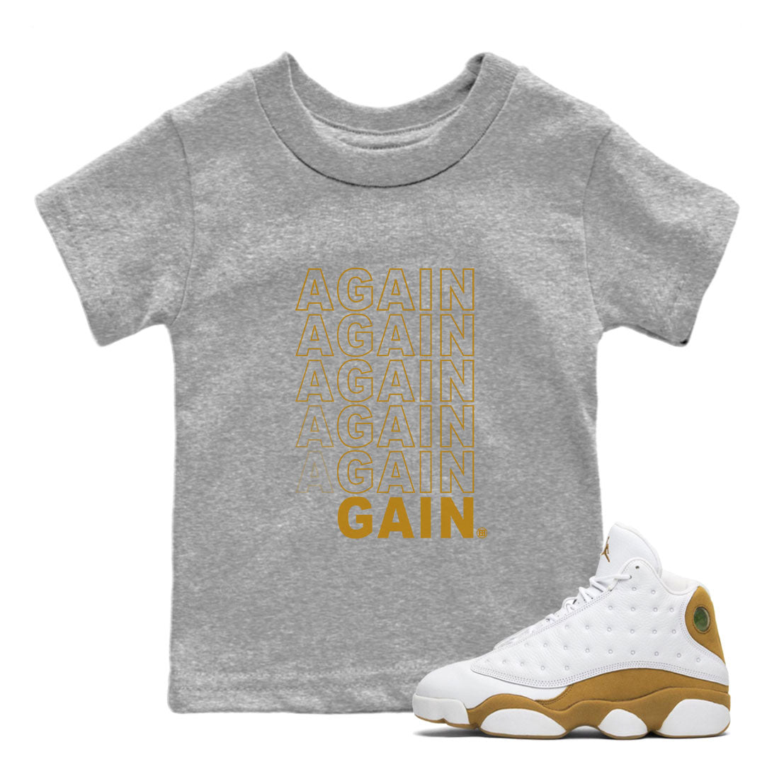 13s Wheat shirt to match jordans Again Gain sneaker tees Air Jordan 13 Wheat SNRT Sneaker Release Tees Baby Toddler Heather Grey 1 T-Shirt