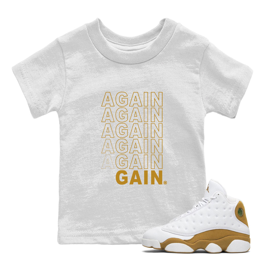 13s Wheat shirt to match jordans Again Gain sneaker tees Air Jordan 13 Wheat SNRT Sneaker Release Tees Baby Toddler White 1 T-Shirt