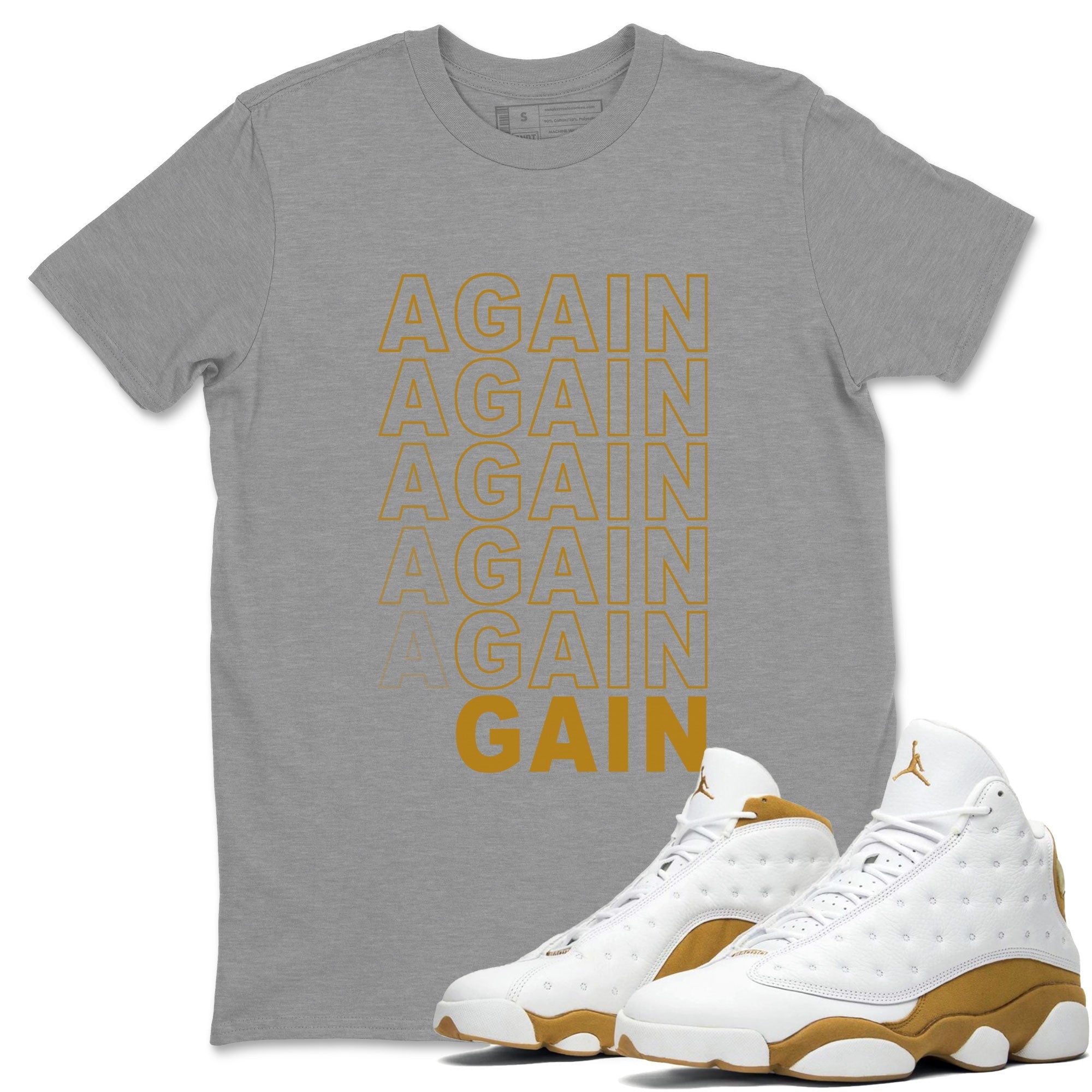 13s Wheat shirt to match jordans Again Gain sneaker tees Air Jordan 13 Wheat SNRT Sneaker Release Tees Unisex Heather Grey 1 T-Shirt
