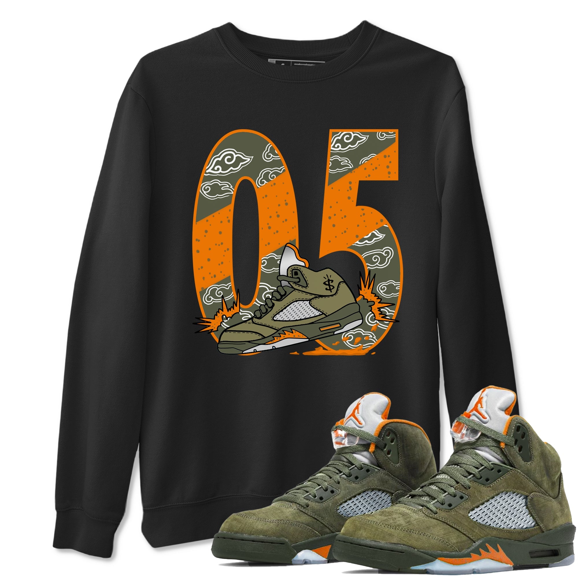 5s Olive shirt to match jordans Agressive Dribble sneaker tees Air Jordan 5 Retro Olive Drip Gear Zone unisex cotton Black 1 crew neck shirt