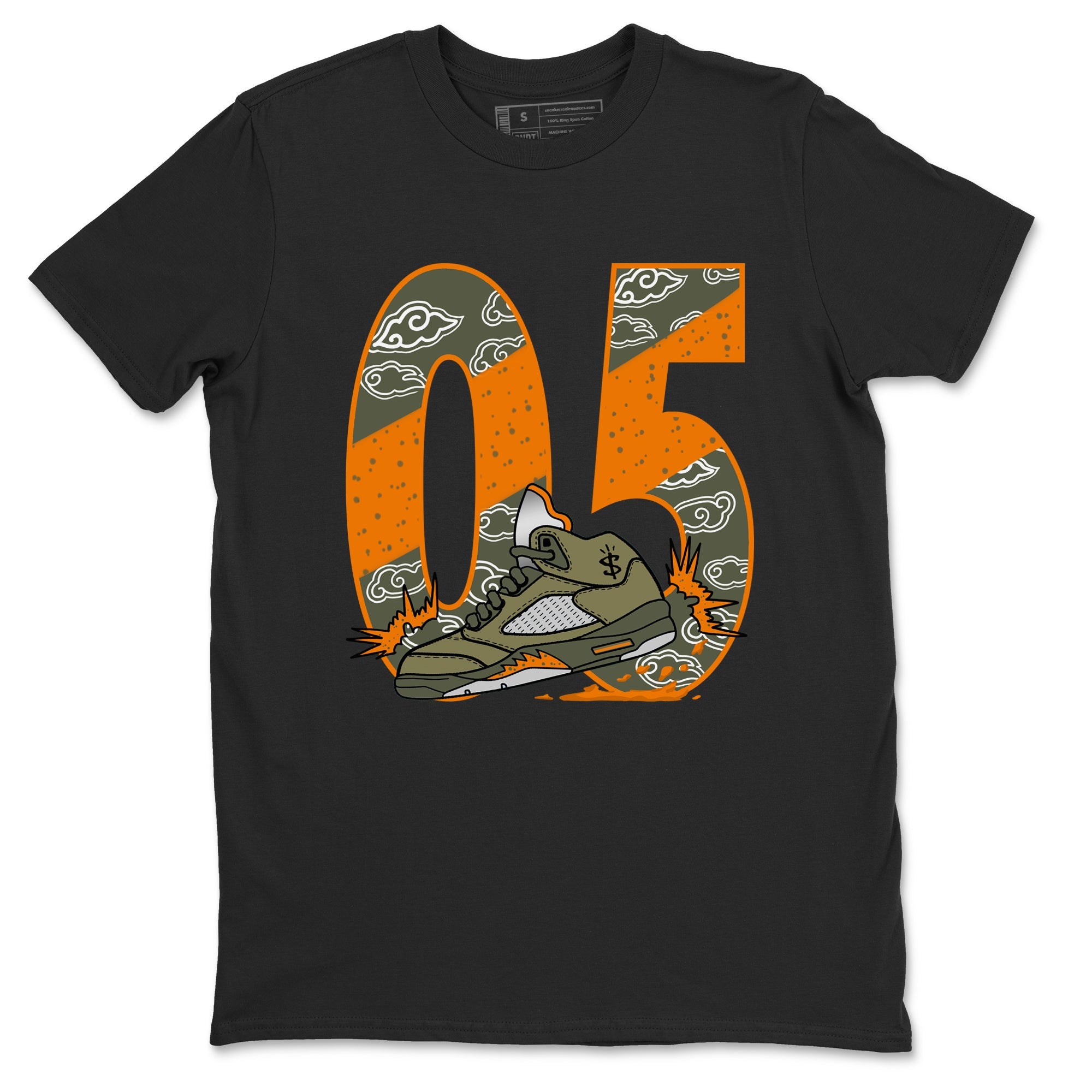 5s Olive shirt to match jordans Agressive Dribble sneaker tees Air Jordan 5 Retro Olive Drip Gear Zone unisex cotton Black 2 crew neck shirt