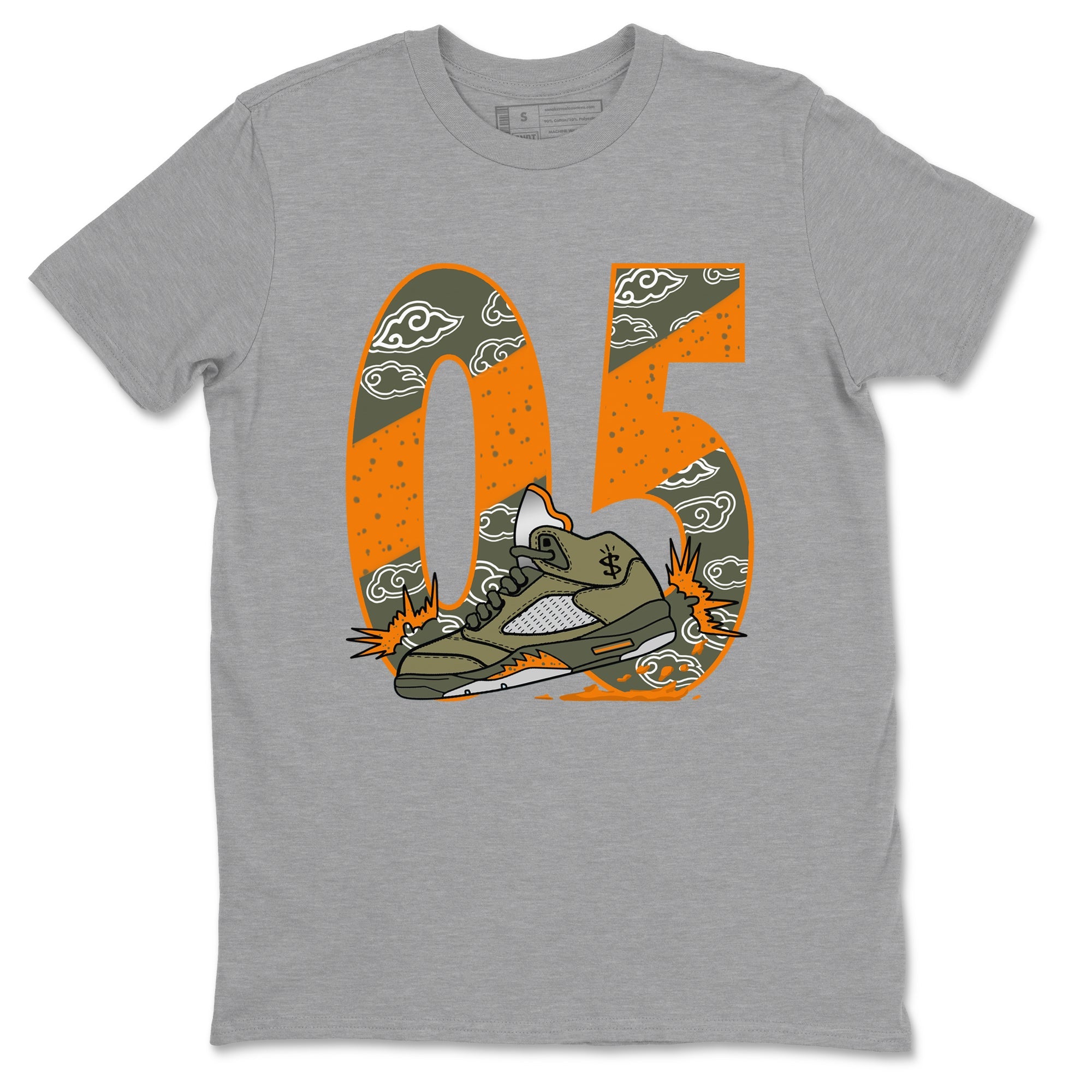 5s Olive shirt to match jordans Agressive Dribble sneaker tees Air Jordan 5 Retro Olive Drip Gear Zone unisex cotton Heather Grey 2 crew neck shirt
