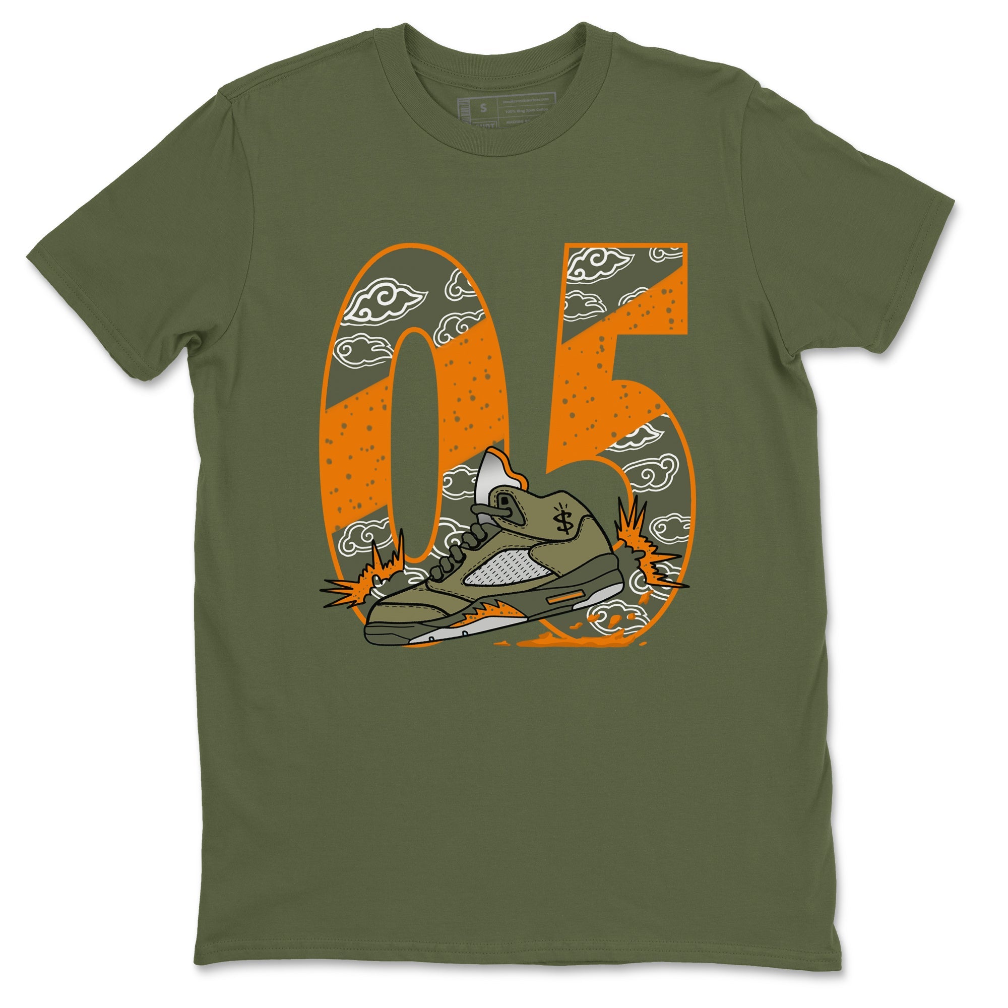 5s Olive shirt to match jordans Agressive Dribble sneaker tees Air Jordan 5 Retro Olive Drip Gear Zone unisex cotton Military Green 2 crew neck shirt