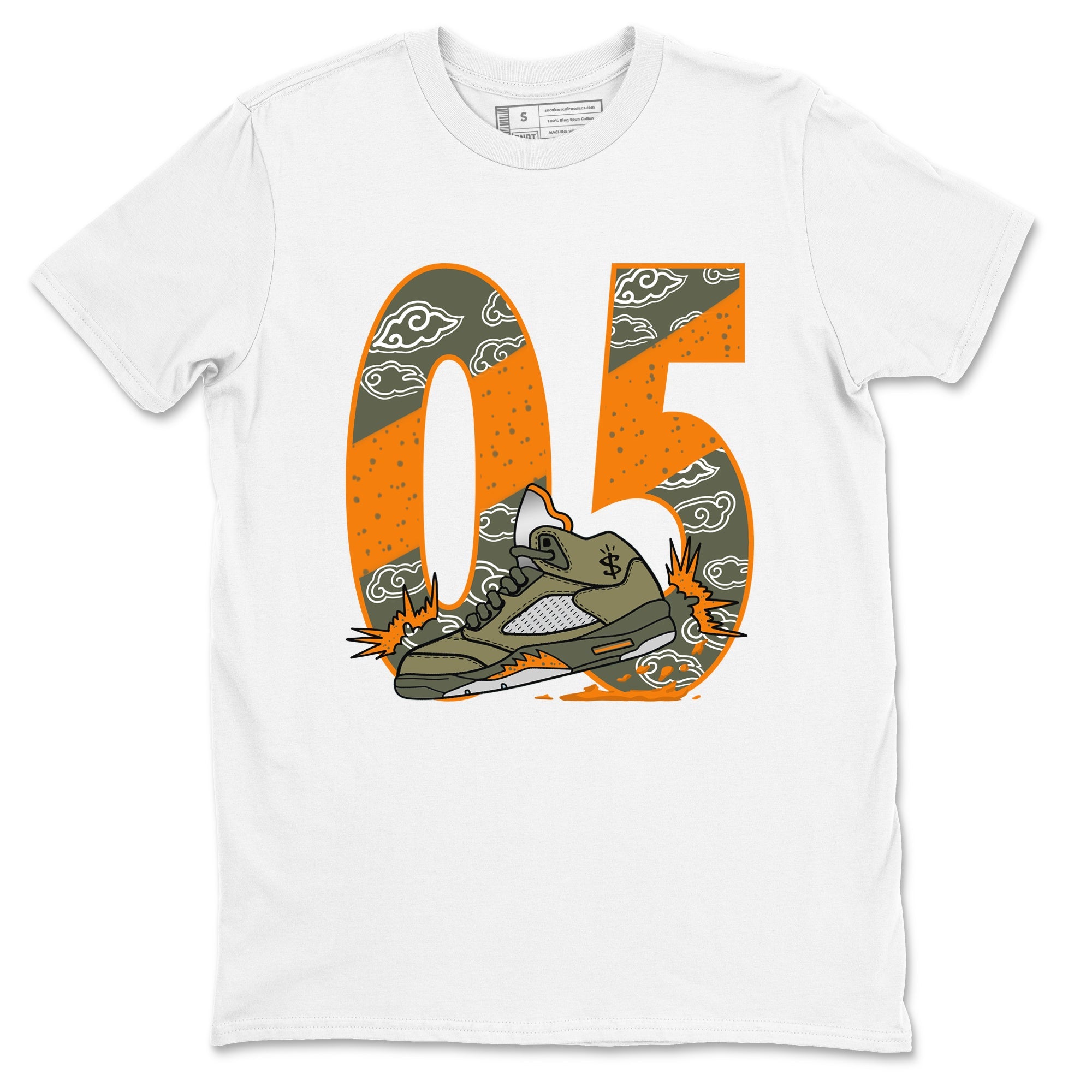 5s Olive shirt to match jordans Agressive Dribble sneaker tees Air Jordan 5 Retro Olive Drip Gear Zone unisex cotton White 2 crew neck shirt
