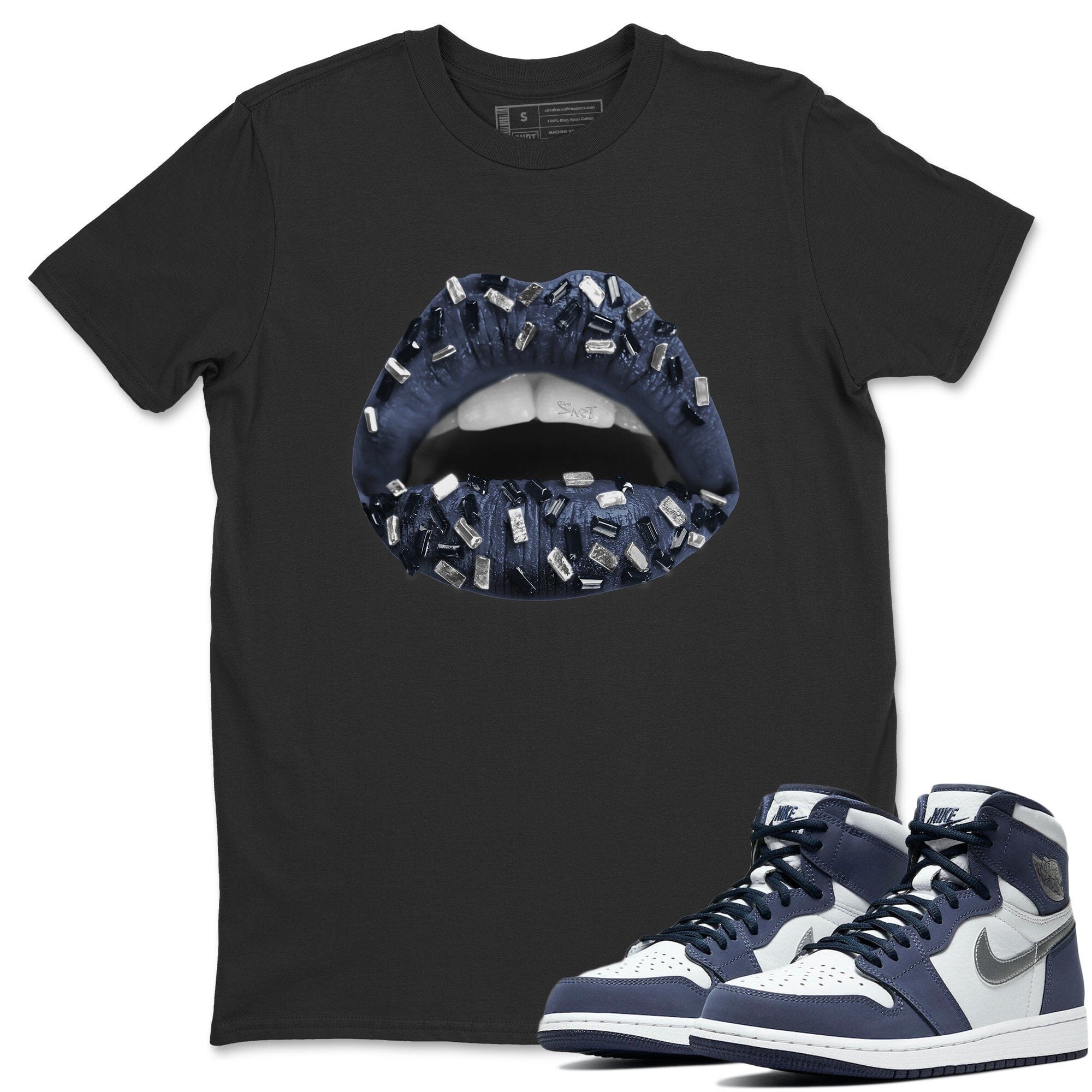 Jordan 1 Midnight Navy Shirt To Match Jordans Lips Jewel Sneaker Tees Jordan 1 Midnight Navy Drip Gear Zone Sneaker Matching Clothing Unisex Shirts