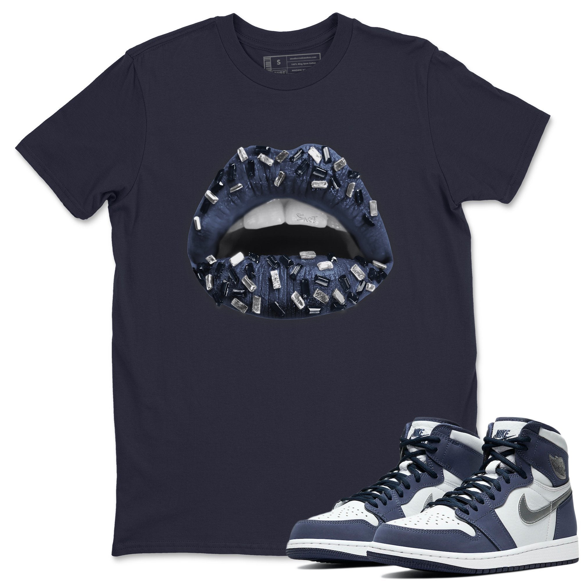 Jordan 1 Midnight Navy Shirt To Match Jordans Lips Jewel Sneaker Tees Jordan 1 Midnight Navy Drip Gear Zone Sneaker Matching Clothing Unisex Shirts