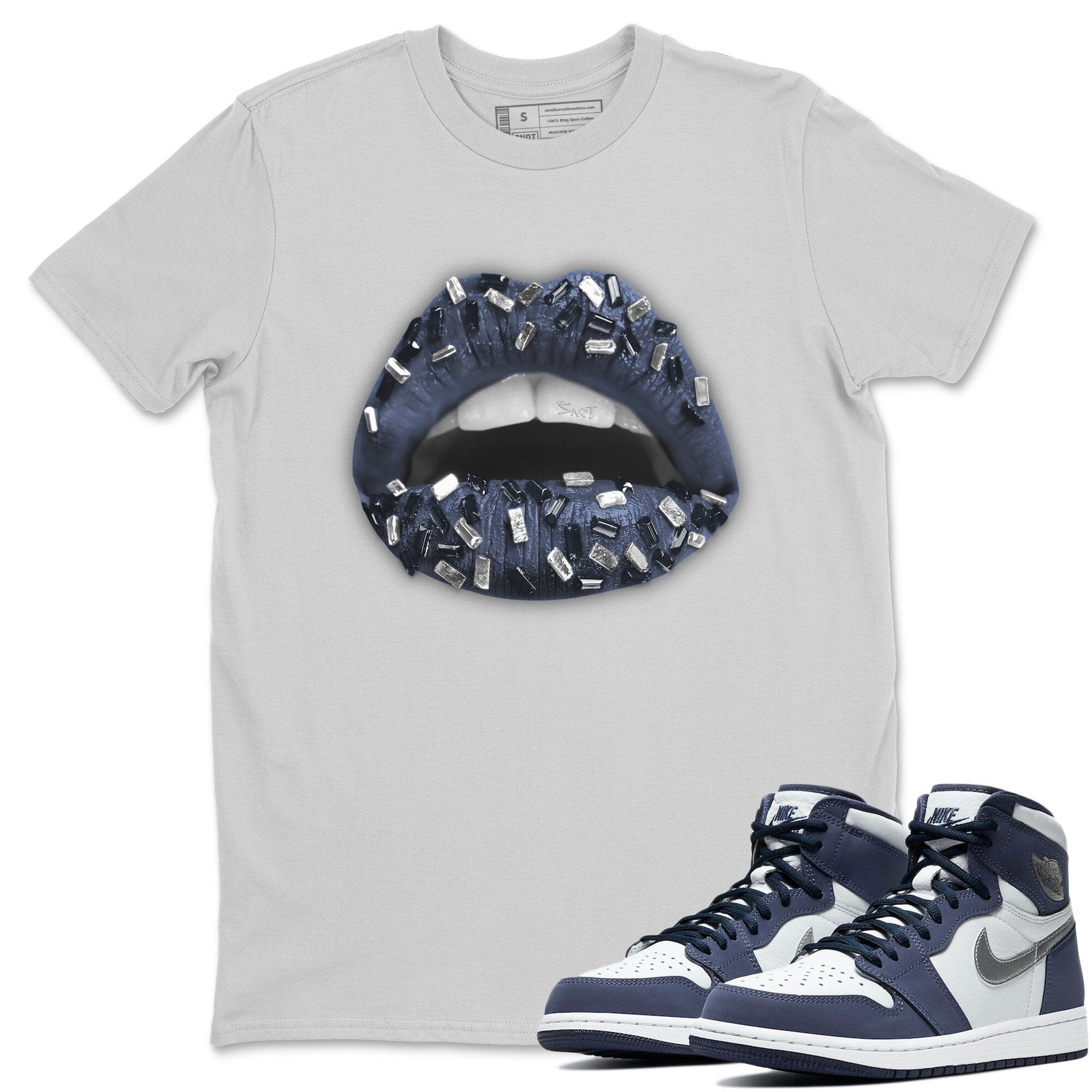 Jordan 1 Midnight Navy Shirt To Match Jordans Lips Jewel Sneaker Tees Jordan 1 Midnight Navy Drip Gear Zone Sneaker Matching Clothing Unisex Shirts