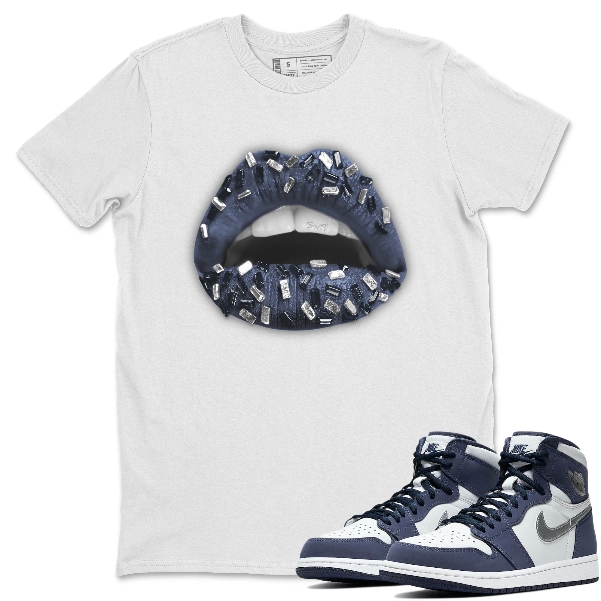 Jordan 1 Midnight Navy Shirt To Match Jordans Lips Jewel Sneaker Tees Jordan 1 Midnight Navy Drip Gear Zone Sneaker Matching Clothing Unisex Shirts