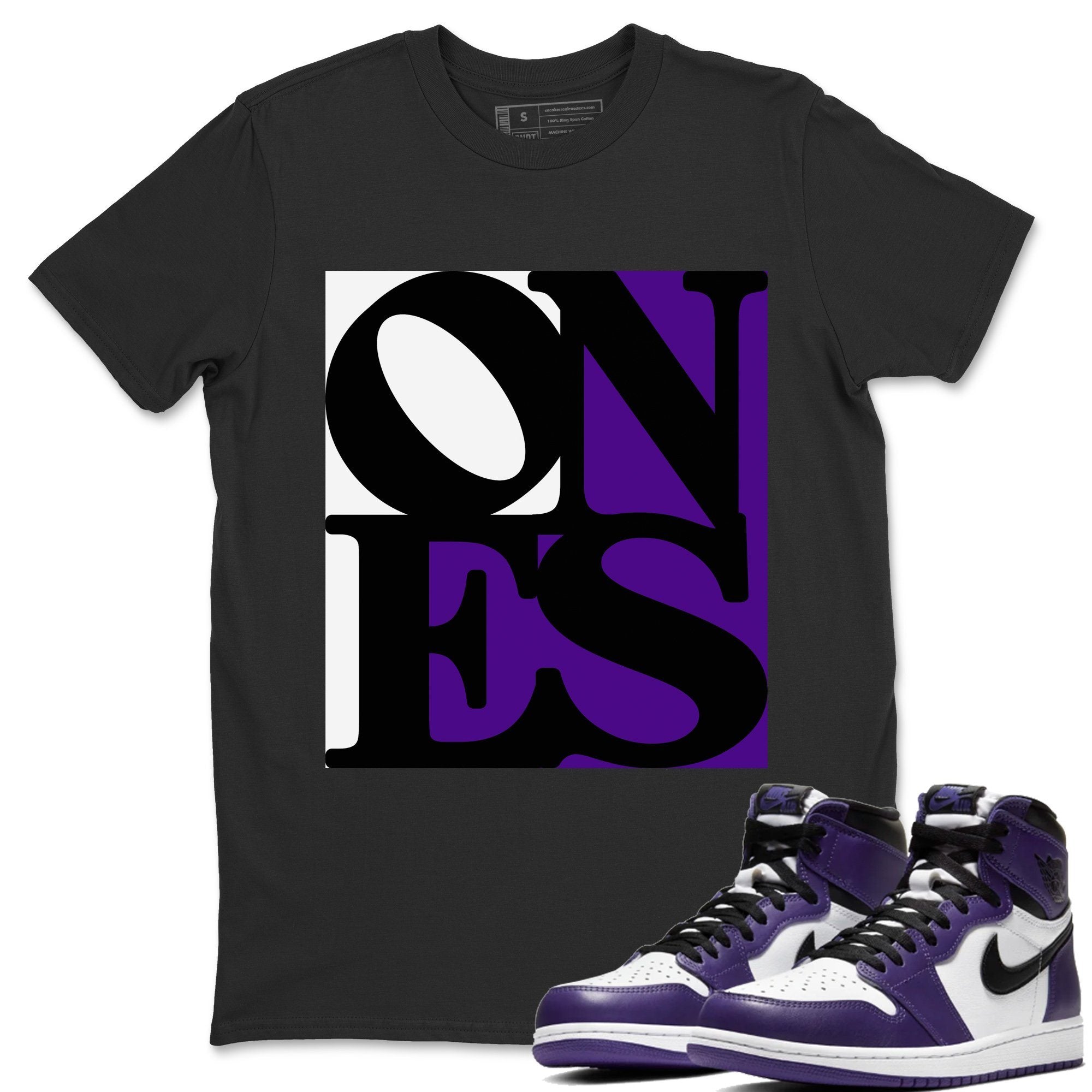 Jordan 1 Court Purple Sneaker Matching T-Shirt Ones Sneaker Tees Jordan 1 Court Purple Sneaker Release Tees Crew Neck Tees