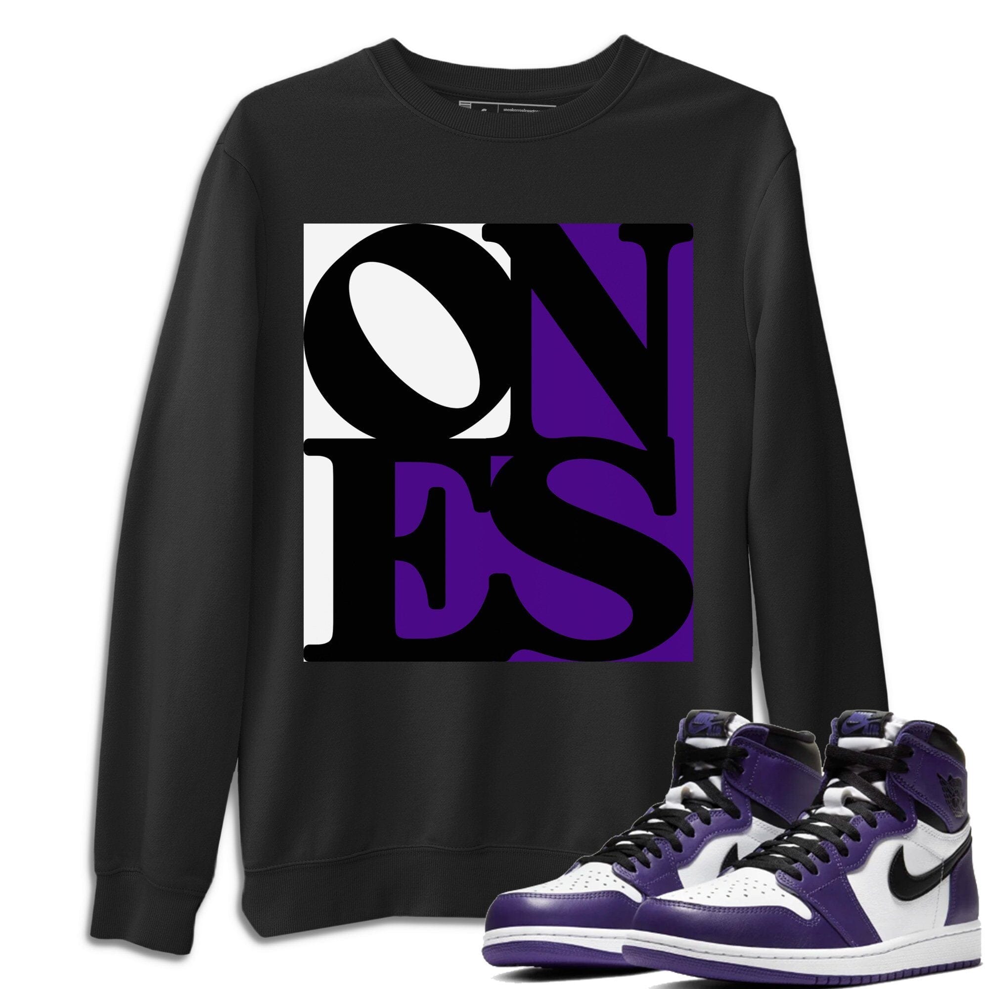Jordan 1 Court Purple Sneaker Matching T-Shirt Ones Sneaker Tees Jordan 1 Court Purple Sneaker Release Tees Crew Neck Tees