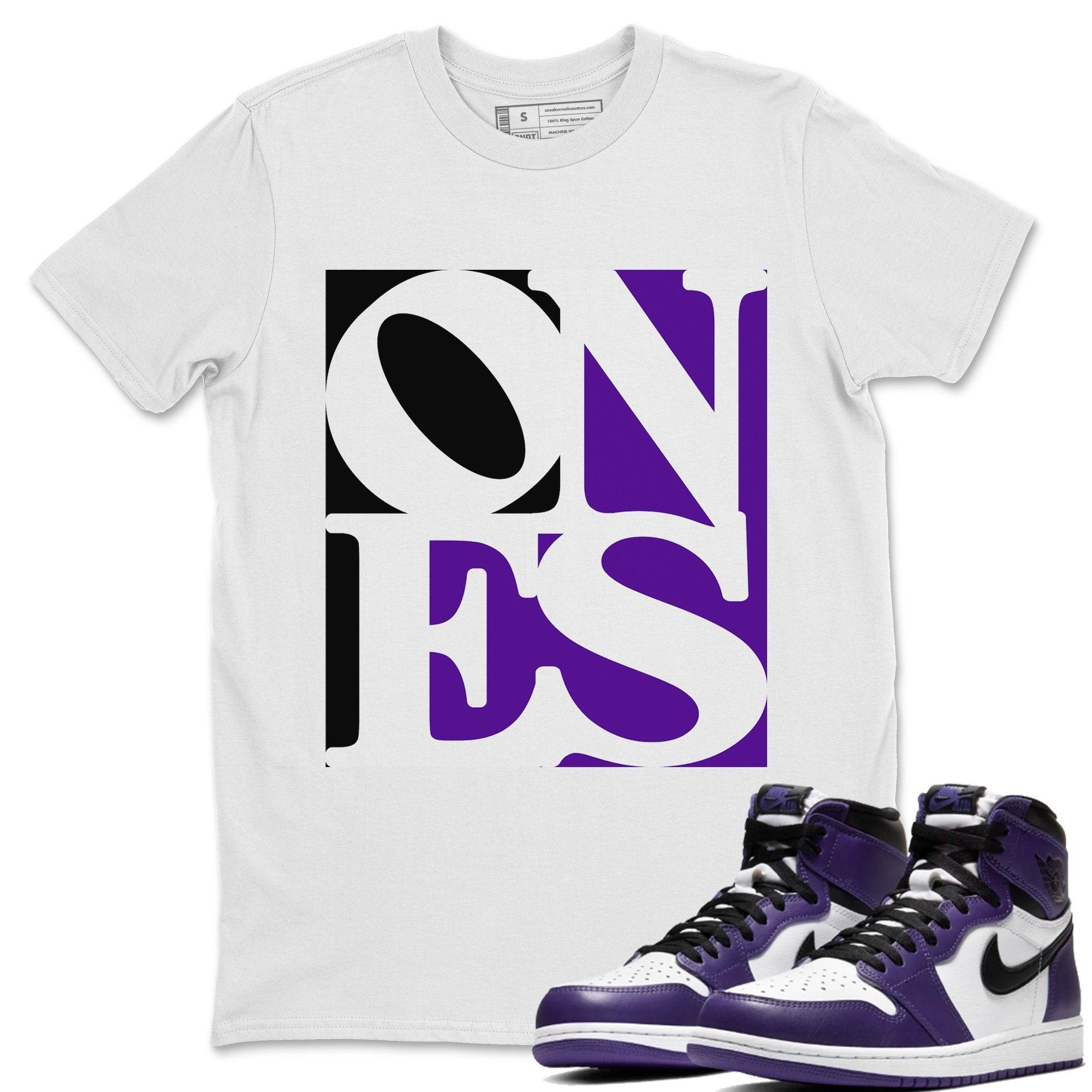Jordan 1 Court Purple Sneaker Matching T-Shirt Ones Sneaker Tees Jordan 1 Court Purple Sneaker Release Tees Crew Neck Tees