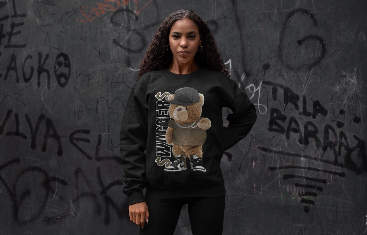 Jordan 1 Dark Mocha Sneaker Matching T-Shirt Bear Swaggers Sneaker Tees Jordan 1 Dark Mocha Sneaker Release Tees Crew Neck Tees