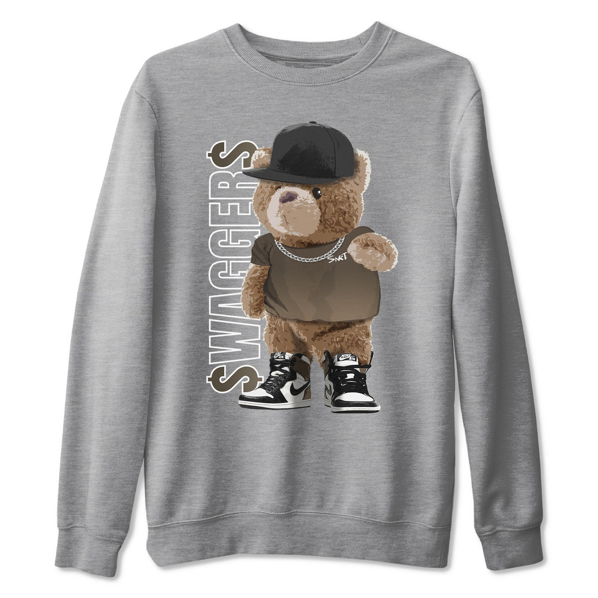 Jordan 1 Dark Mocha Sneaker Matching T-Shirt Bear Swaggers Sneaker Tees Jordan 1 Dark Mocha Sneaker Release Tees Crew Neck Tees