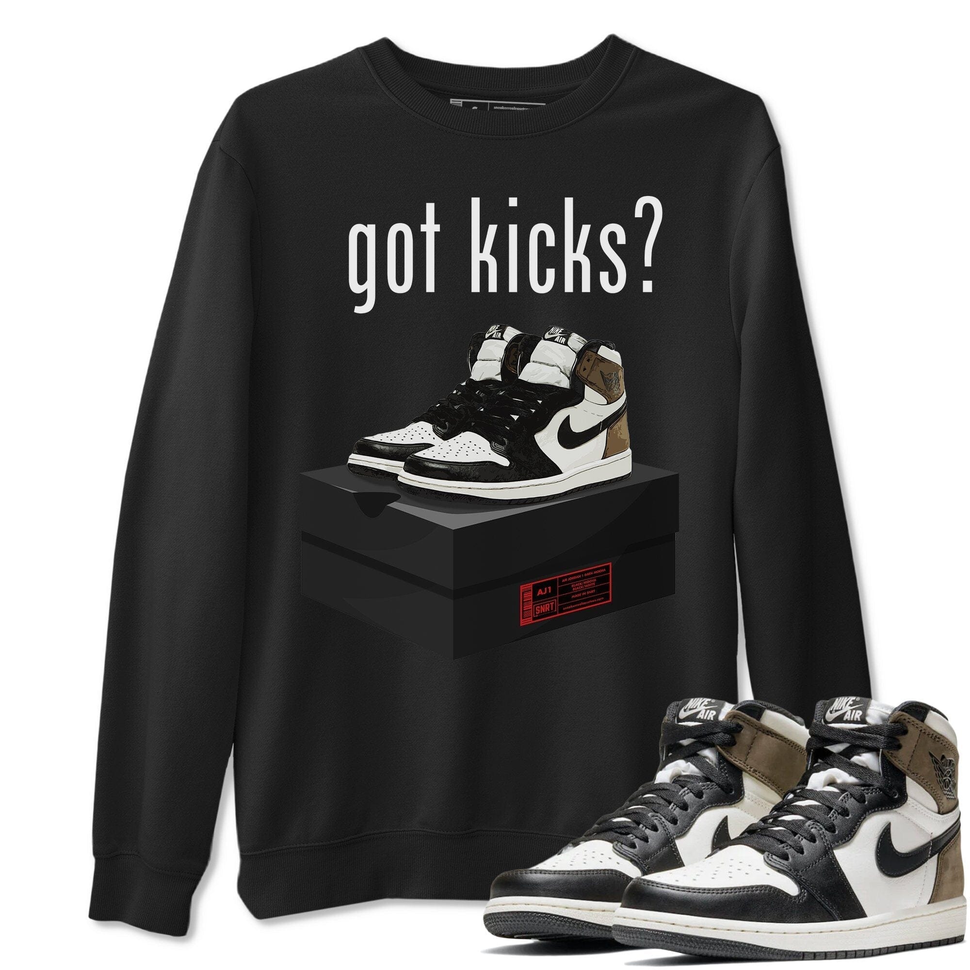Jordan 1 Dark Mocha Sneaker Matching T-Shirt Got Kicks Sneaker Tees Jordan 1 Dark Mocha Sneaker Release Tees Crew Neck Tees