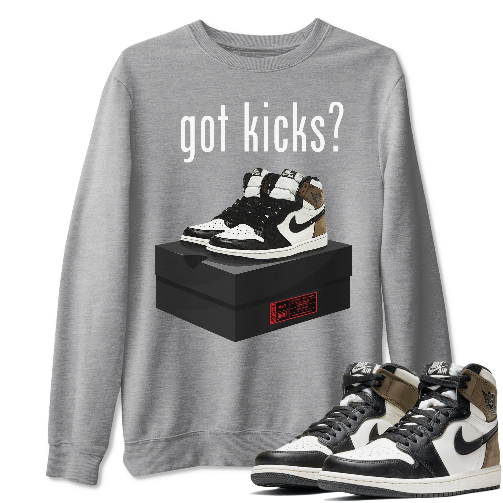 Jordan 1 Dark Mocha Sneaker Matching T-Shirt Got Kicks Sneaker Tees Jordan 1 Dark Mocha Sneaker Release Tees Crew Neck Tees
