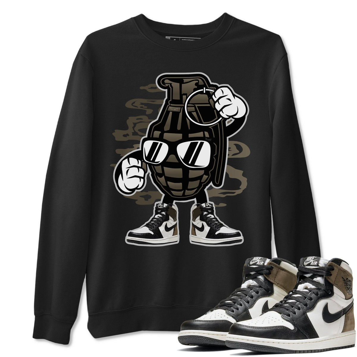 Jordan 1 Dark Mocha Sneaker Matching T-Shirt Grenade Sneaker Tees Jordan 1 Dark Mocha Sneaker Release Tees Crew Neck Tees