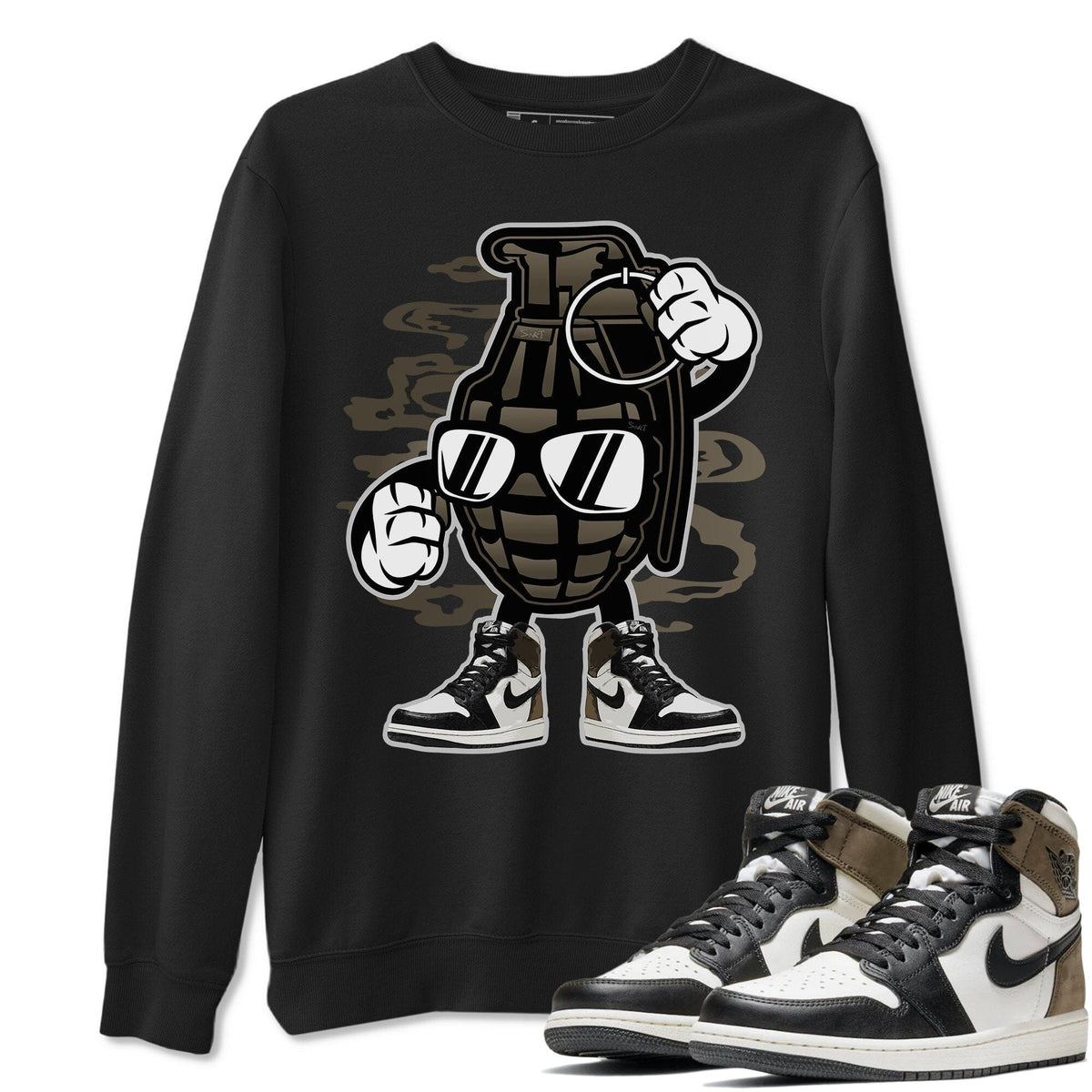 Jordan 1 Dark Mocha Sneaker Matching T-Shirt Grenade Sneaker Tees Jordan 1 Dark Mocha Sneaker Release Tees Crew Neck Tees