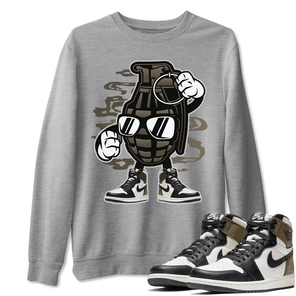Jordan 1 Dark Mocha Sneaker Matching T-Shirt Grenade Sneaker Tees Jordan 1 Dark Mocha Sneaker Release Tees Crew Neck Tees