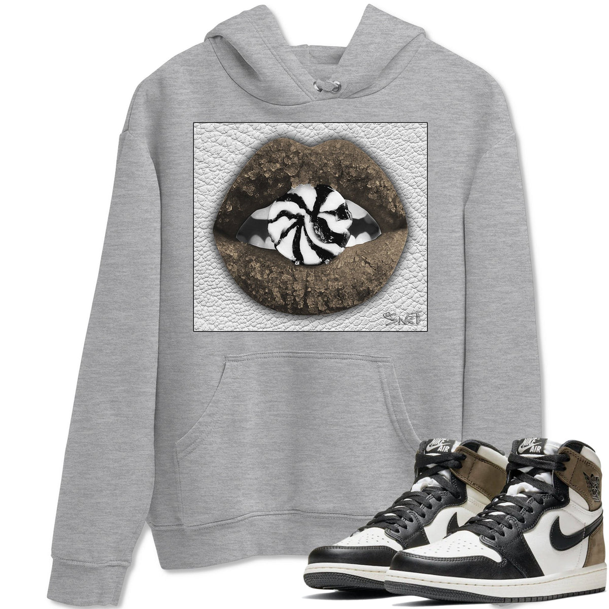 Jordan 1 Dark Mocha Sneaker Matching T-Shirt Lips Candy Sneaker Tees Jordan 1 Dark Mocha Sneaker Release Tees Crew Neck Tees