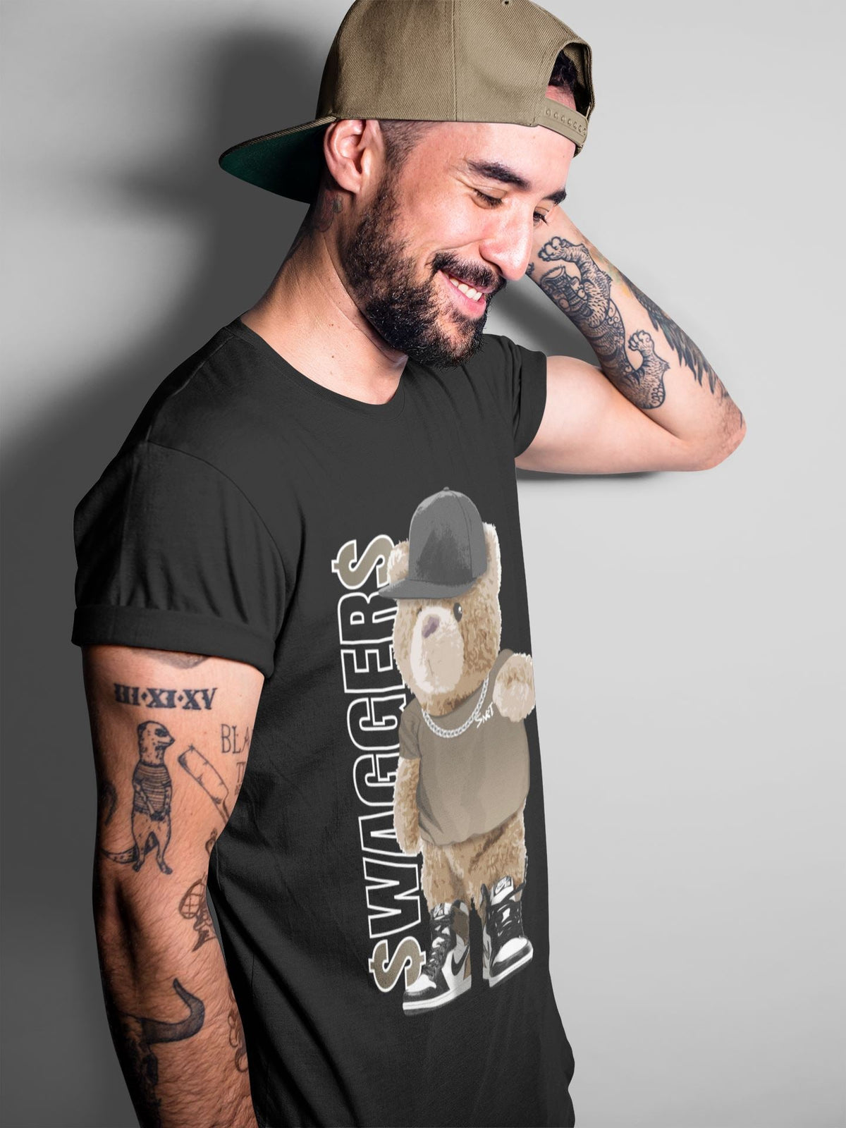 Jordan 1 Dark Mocha Sneaker Matching T-Shirt Bear Swaggers Sneaker Tees Jordan 1 Dark Mocha Sneaker Release Tees Crew Neck Tees