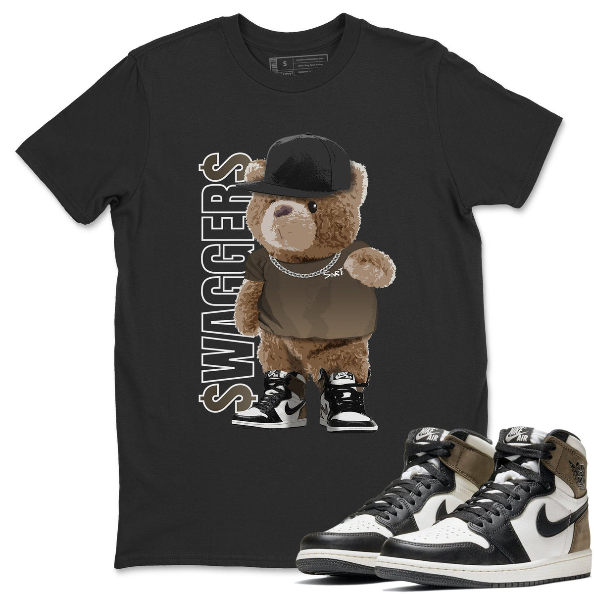 Jordan 1 Dark Mocha Sneaker Matching T-Shirt Bear Swaggers Sneaker Tees Jordan 1 Dark Mocha Sneaker Release Tees Crew Neck Tees