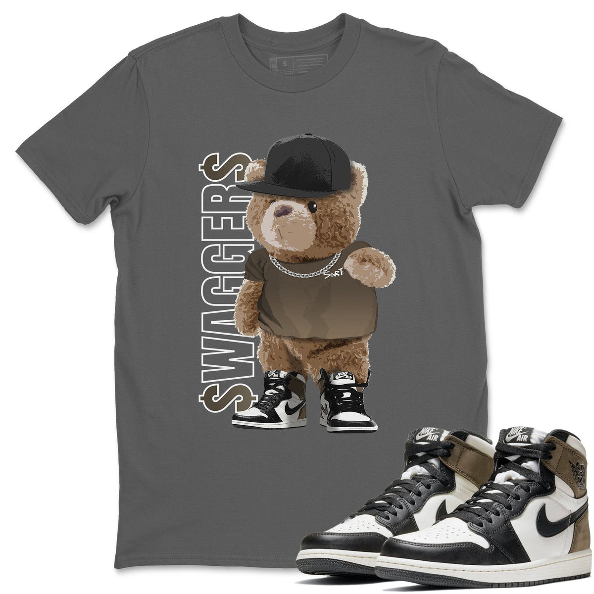 Jordan 1 Dark Mocha Sneaker Matching T-Shirt Bear Swaggers Sneaker Tees Jordan 1 Dark Mocha Sneaker Release Tees Crew Neck Tees