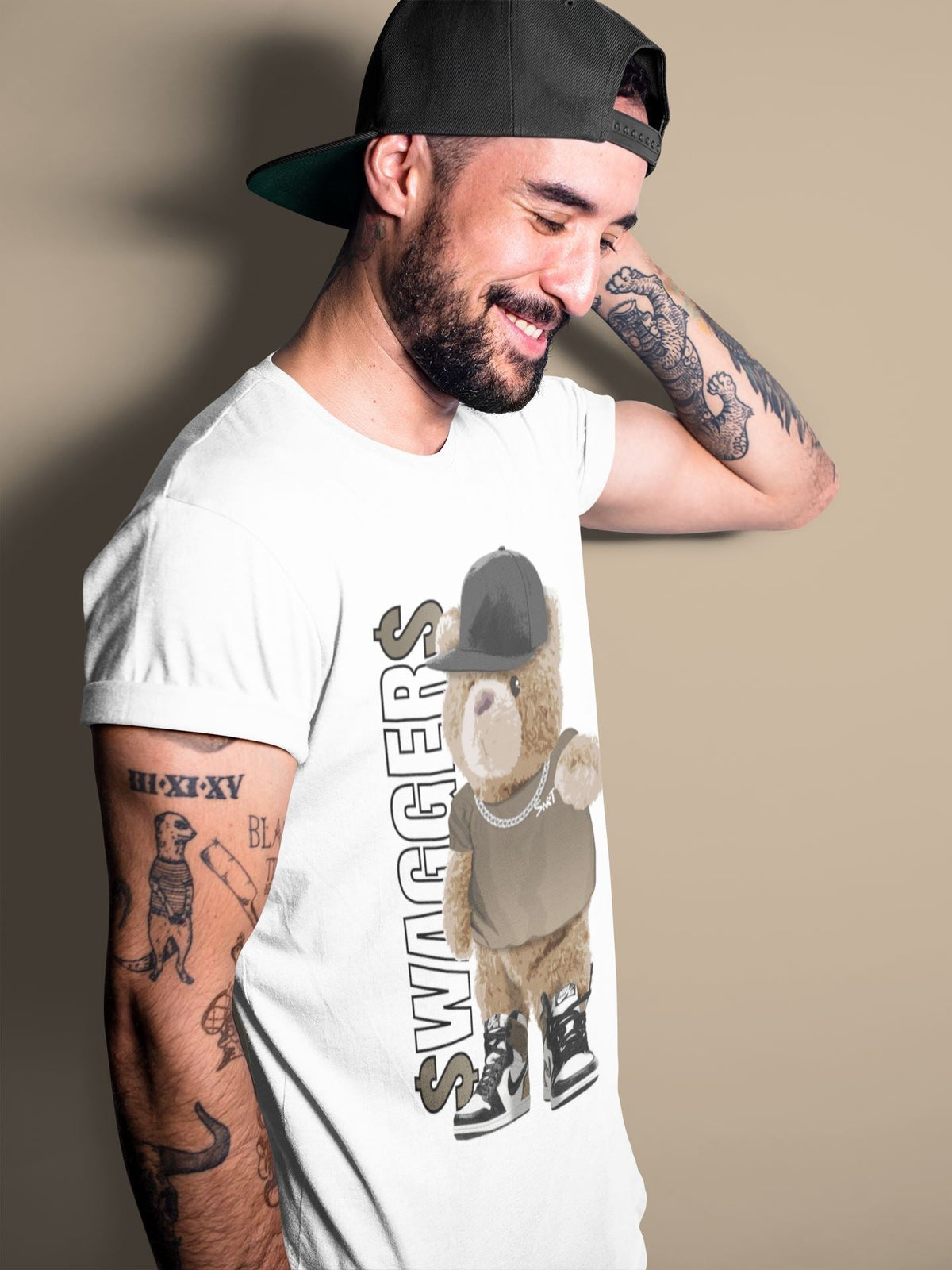 Jordan 1 Dark Mocha Sneaker Matching T-Shirt Bear Swaggers Sneaker Tees Jordan 1 Dark Mocha Sneaker Release Tees Crew Neck Tees