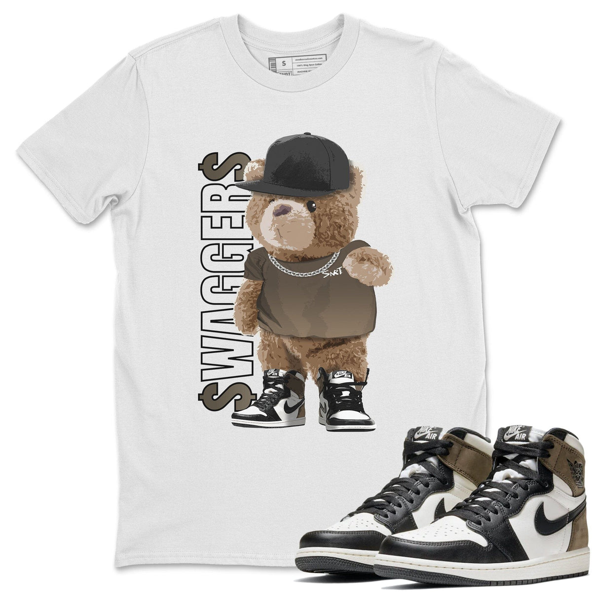 Jordan 1 Dark Mocha Sneaker Matching T-Shirt Bear Swaggers Sneaker Tees Jordan 1 Dark Mocha Sneaker Release Tees Crew Neck Tees