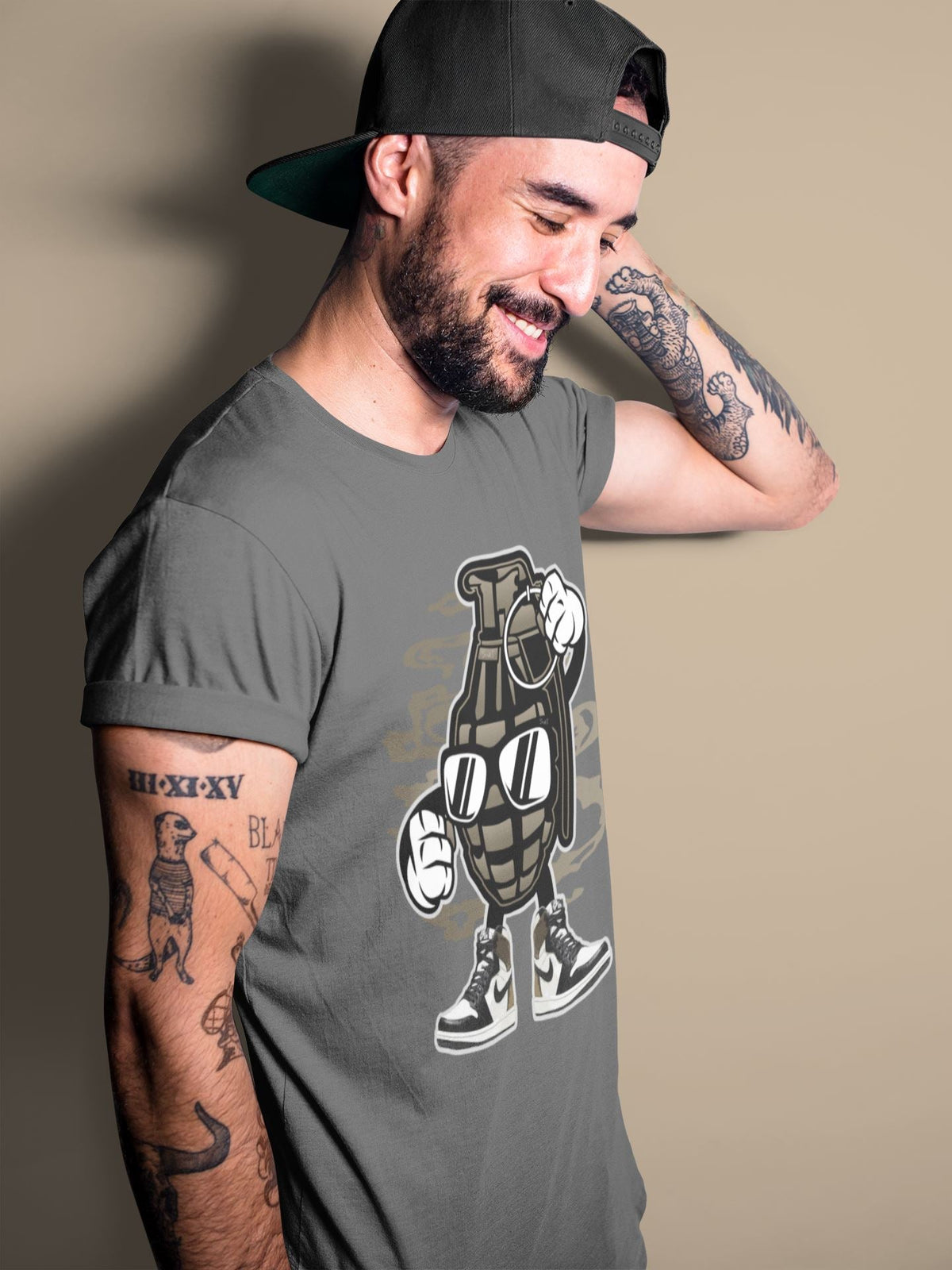 Jordan 1 Dark Mocha Sneaker Matching T-Shirt Grenade Sneaker Tees Jordan 1 Dark Mocha Sneaker Release Tees Crew Neck Tees