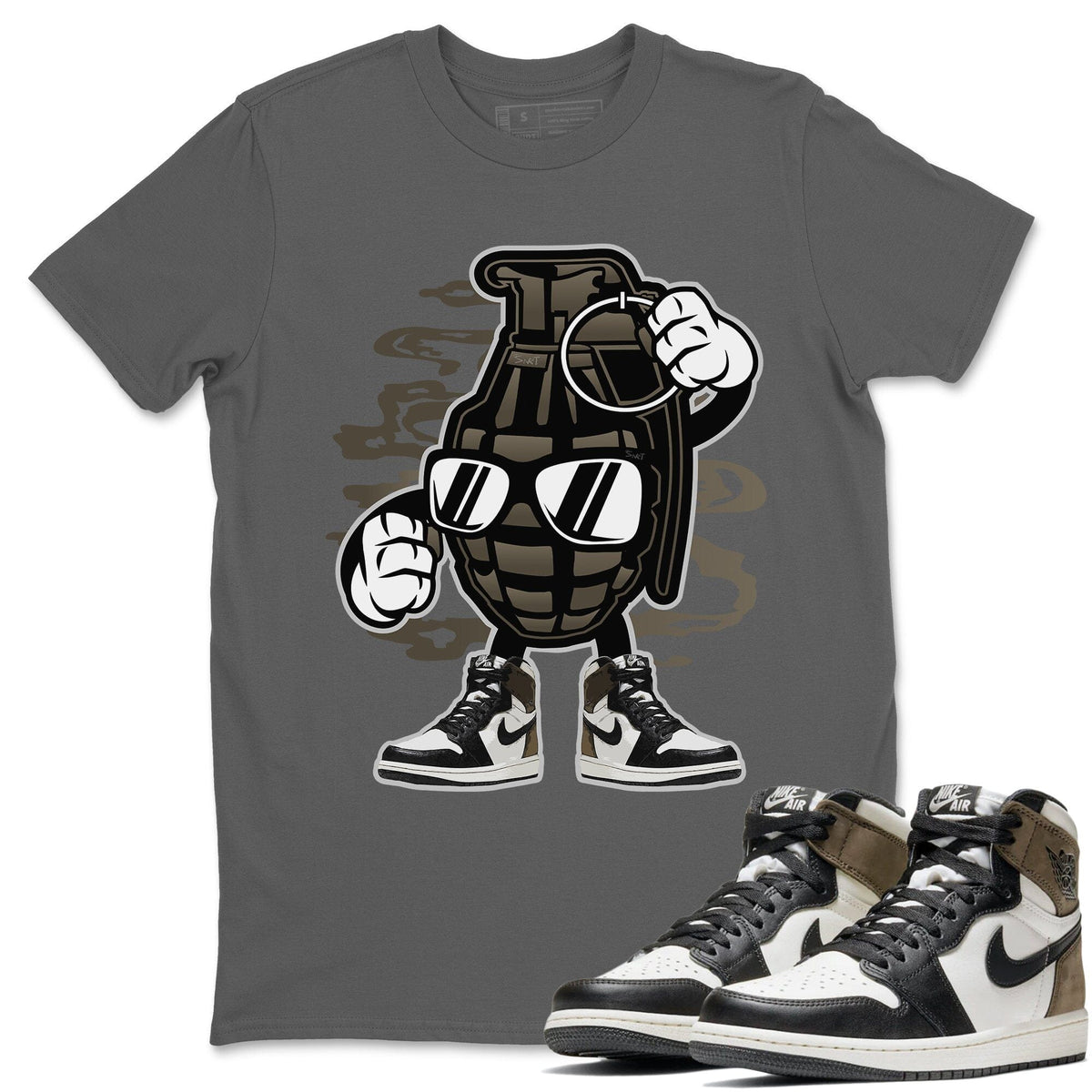 Jordan 1 Dark Mocha Sneaker Matching T-Shirt Grenade Sneaker Tees Jordan 1 Dark Mocha Sneaker Release Tees Crew Neck Tees