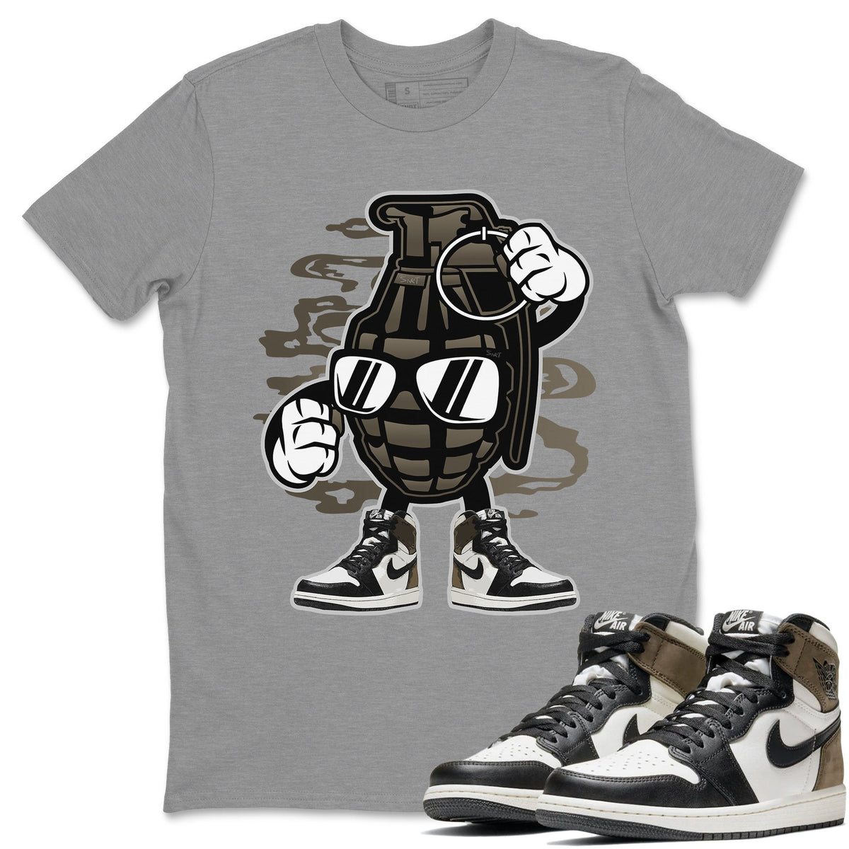 Jordan 1 Dark Mocha Sneaker Matching T-Shirt Grenade Sneaker Tees Jordan 1 Dark Mocha Sneaker Release Tees Crew Neck Tees