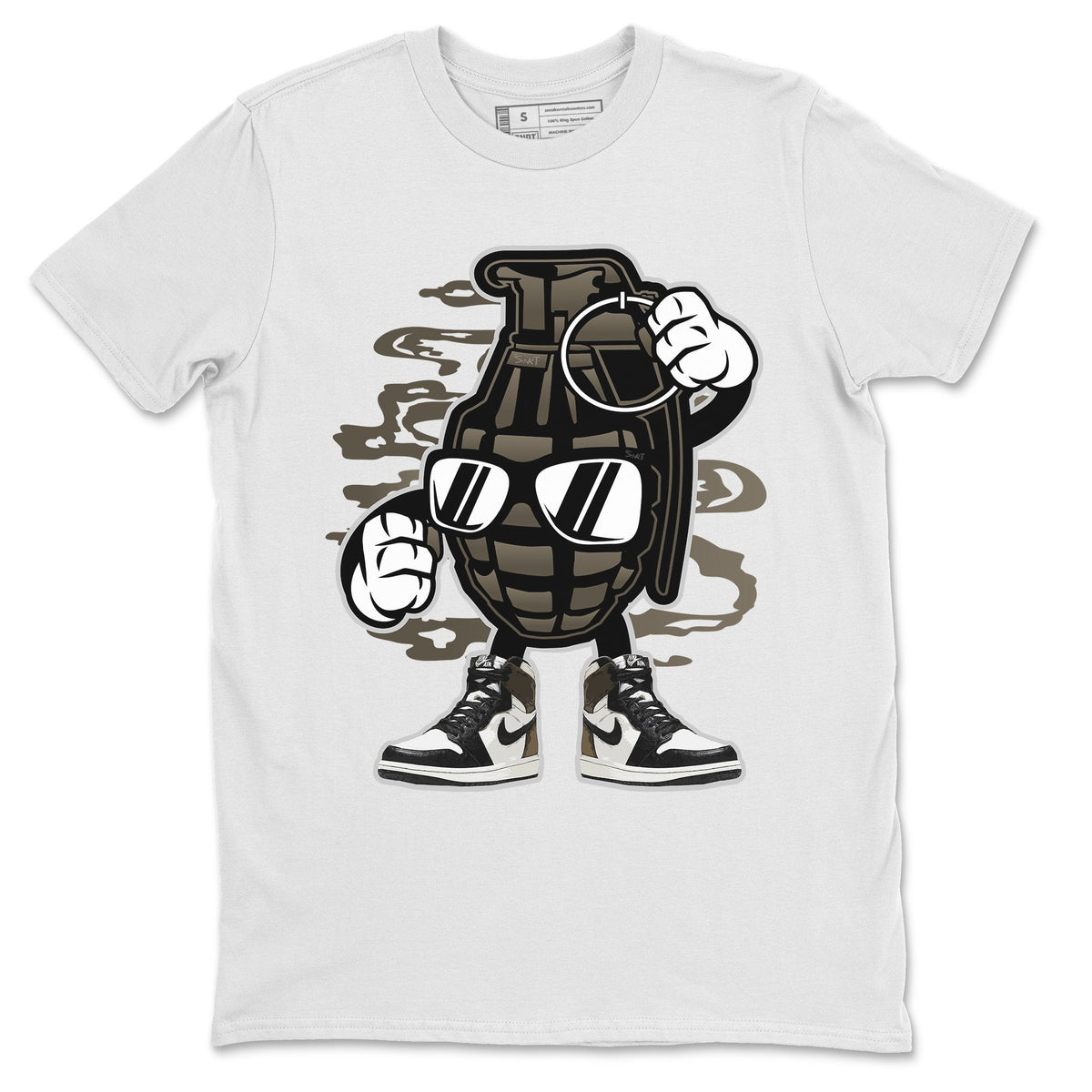 Jordan 1 Dark Mocha Sneaker Matching T-Shirt Grenade Sneaker Tees Jordan 1 Dark Mocha Sneaker Release Tees Crew Neck Tees