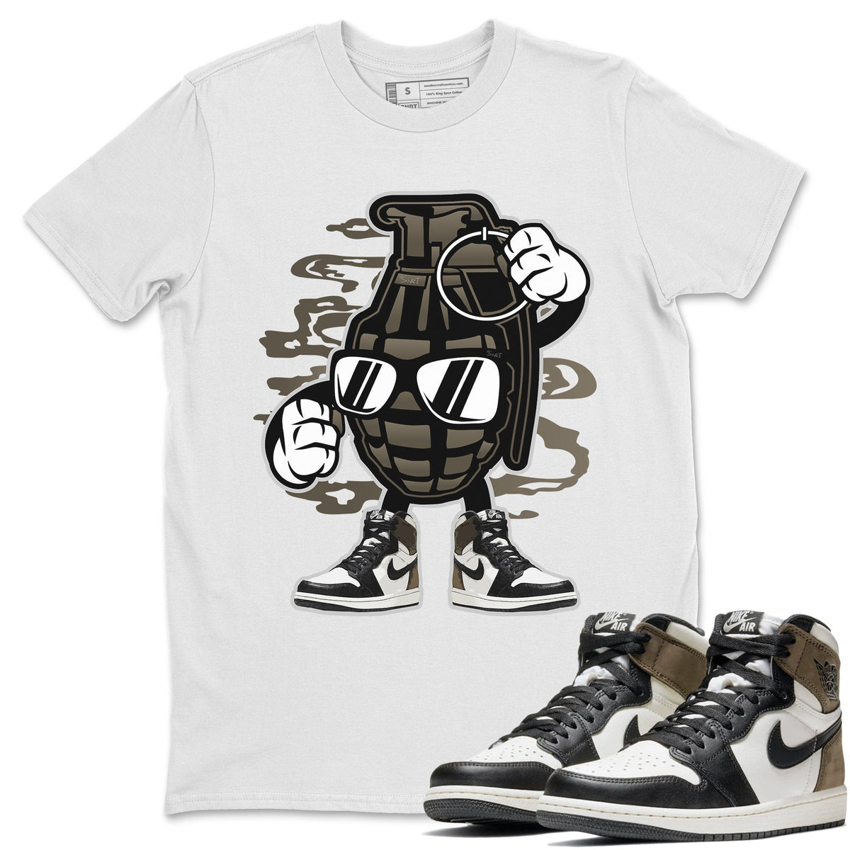 Jordan 1 Dark Mocha Sneaker Matching T-Shirt Grenade Sneaker Tees Jordan 1 Dark Mocha Sneaker Release Tees Crew Neck Tees
