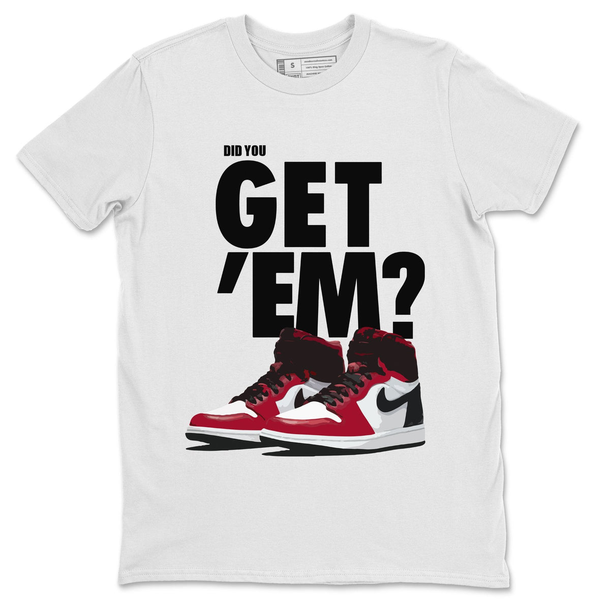 Jordan 1 Satin Red Sneaker Matching T-Shirt Did You Get Em SNRT Sneaker Tees Jordan 1 Satin Red Drip Gear Zone Crew Neck Tees