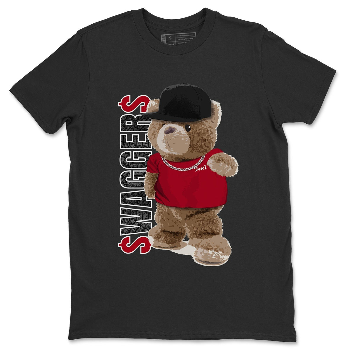 Jordan 1 Satin Red Sneaker Matching T-Shirt Bear Swaggers Sneaker Tees Jordan 1 Satin Red Sneaker Release Tees Crew Neck Tees